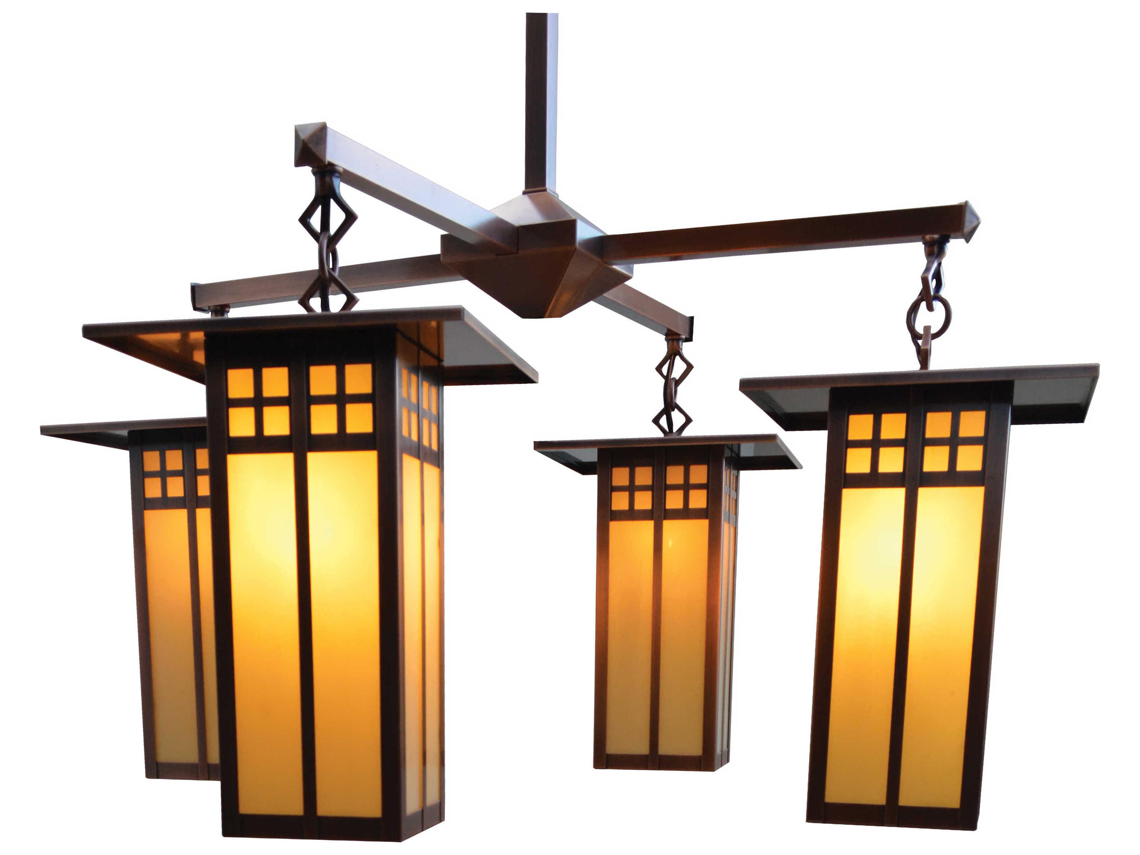 Arroyo Craftsman Glasgow 4-Light Brown Glass Geometric Chandelier