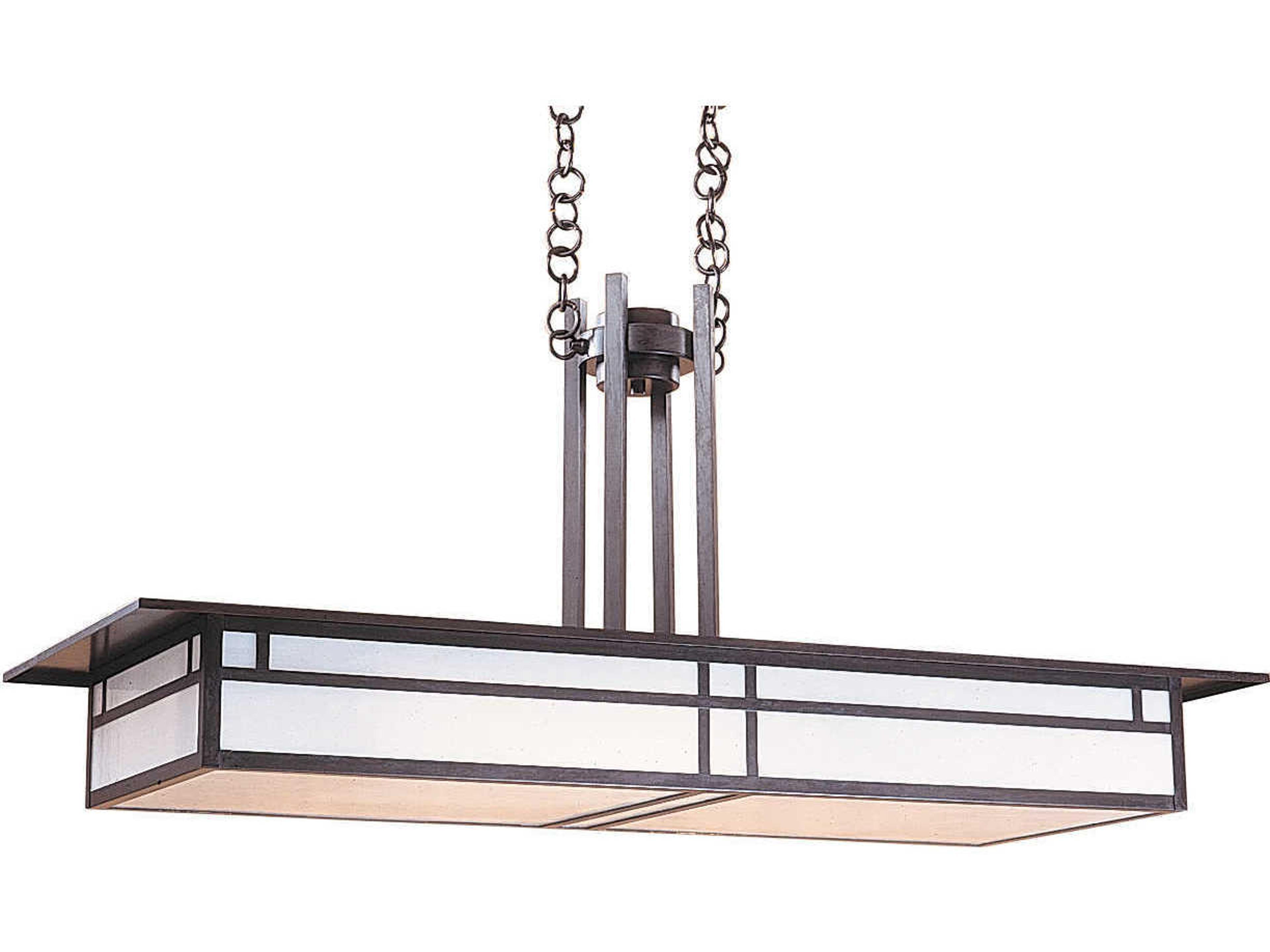 Arroyo Craftsman Huntington 4-Light Bronze Glass Geometric Island Pendant