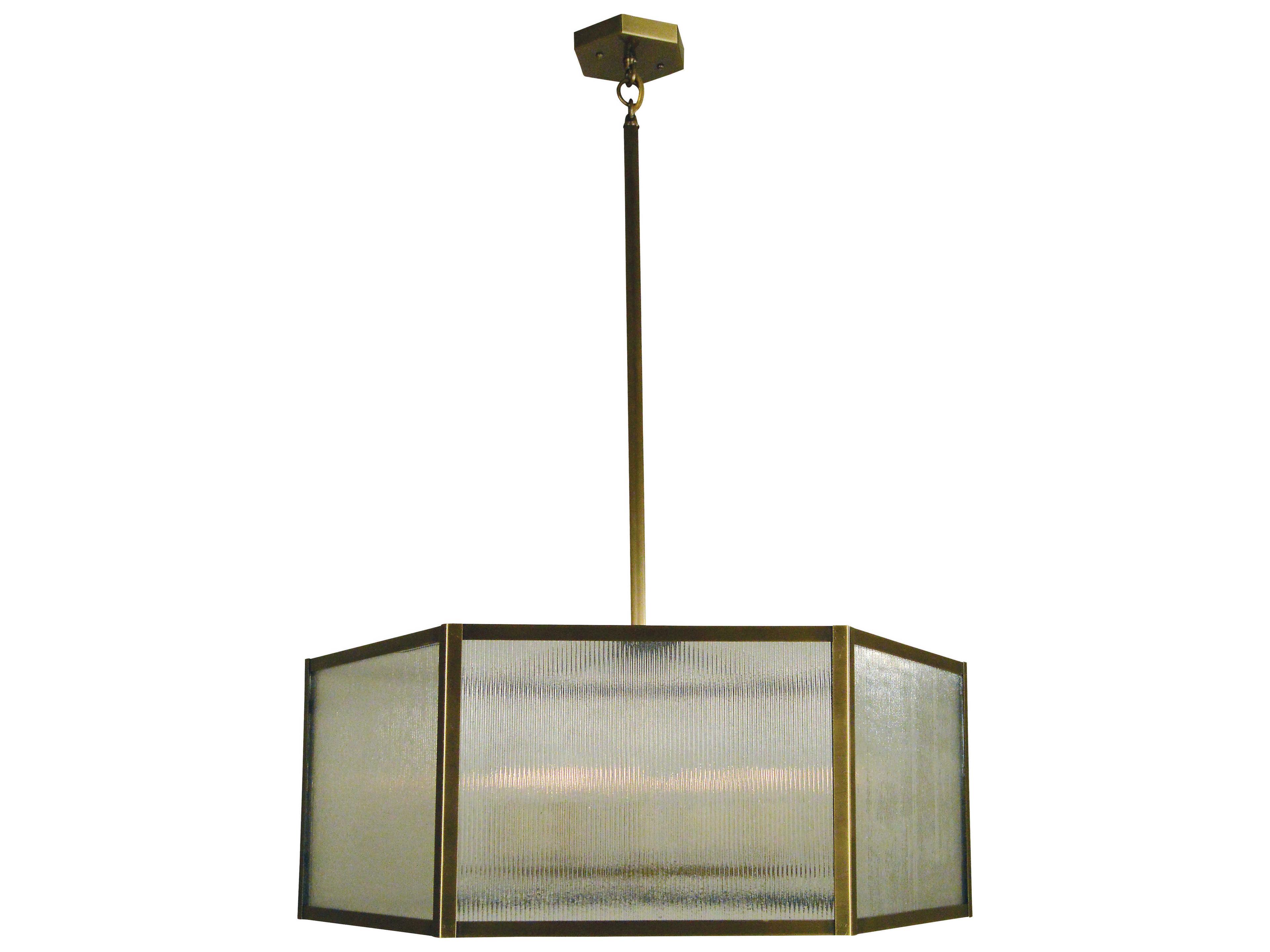 Arroyo Craftsman Lyon 4-Light Brass Glass Geometric Pendant