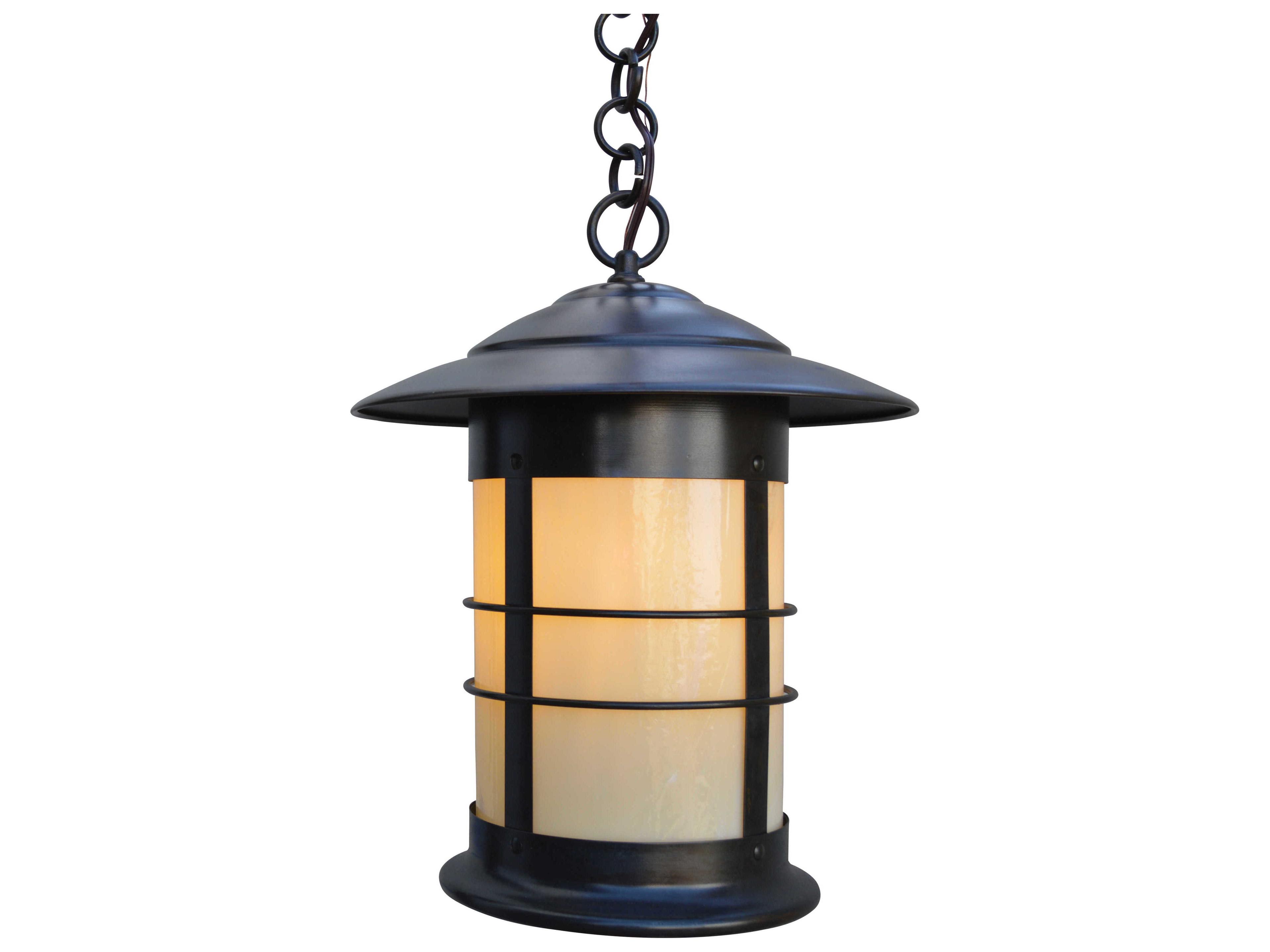Arroyo Craftsman Newport 1-Light Bronze Glass Cylinder Pendant