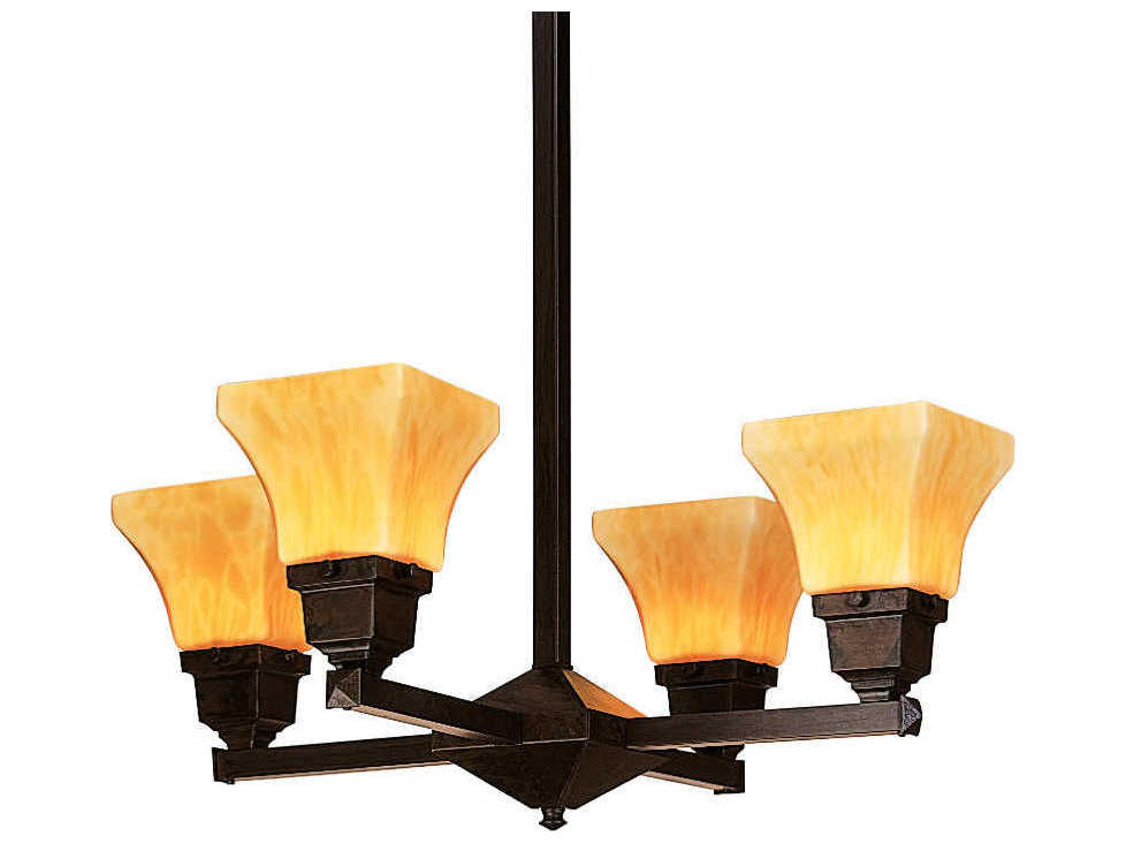 Arroyo Craftsman Ruskin 4-Light Brown Glass Chandelier