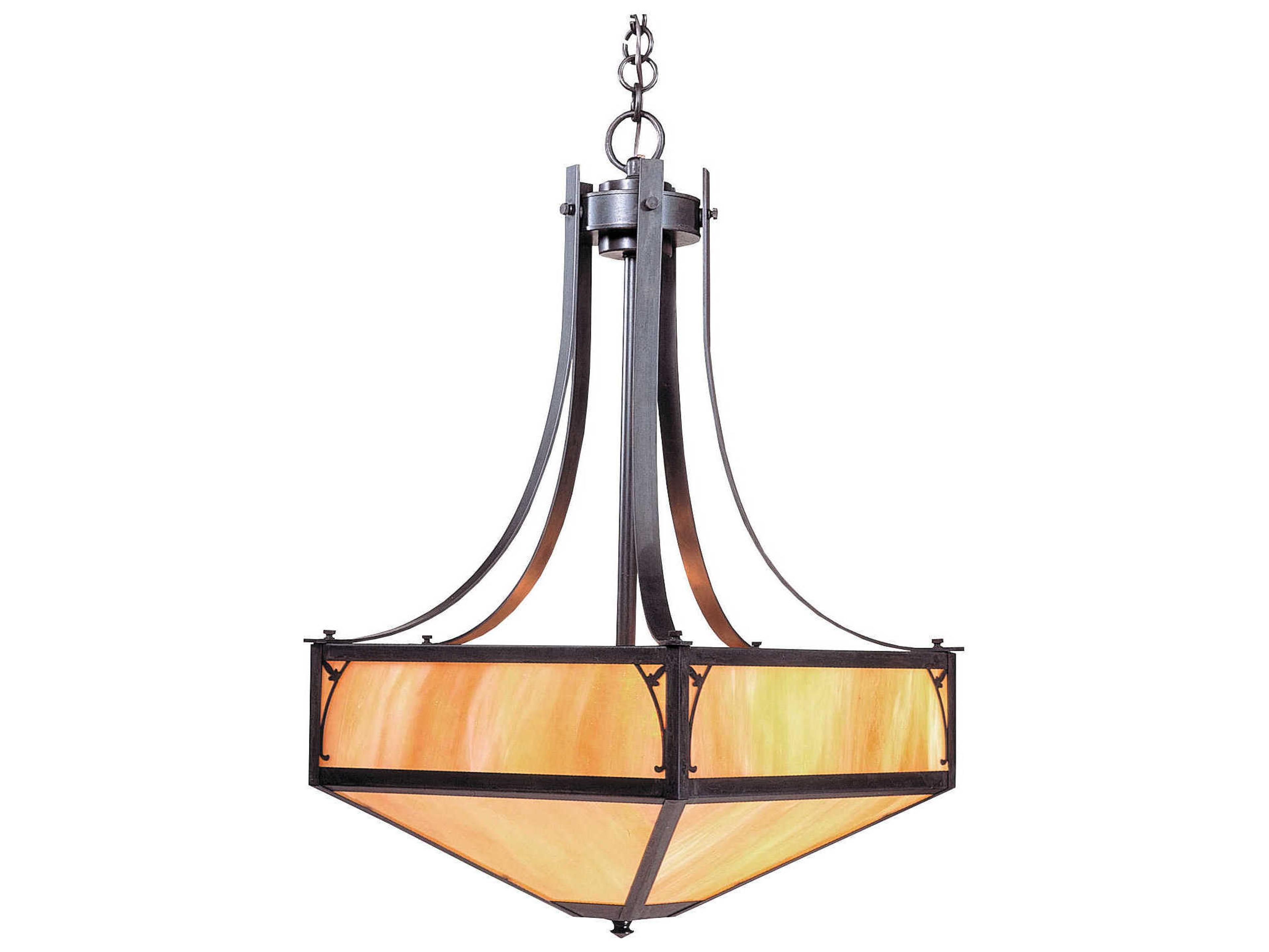 Arroyo Craftsman Saint George 4-Light Bronze Glass Pendant