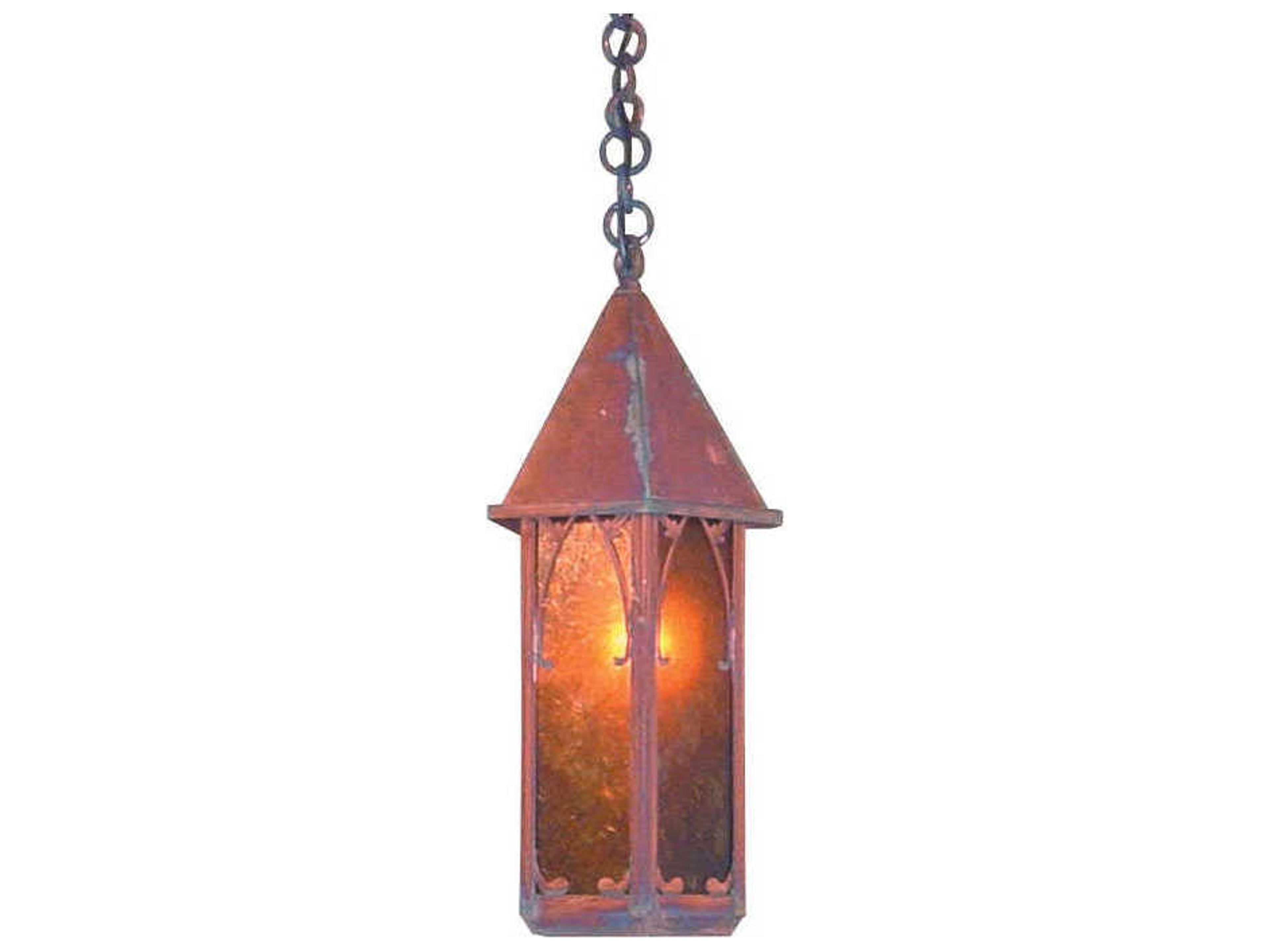 Arroyo Craftsman Saint George 1-Light Copper Glass Geometric Mini Pendant