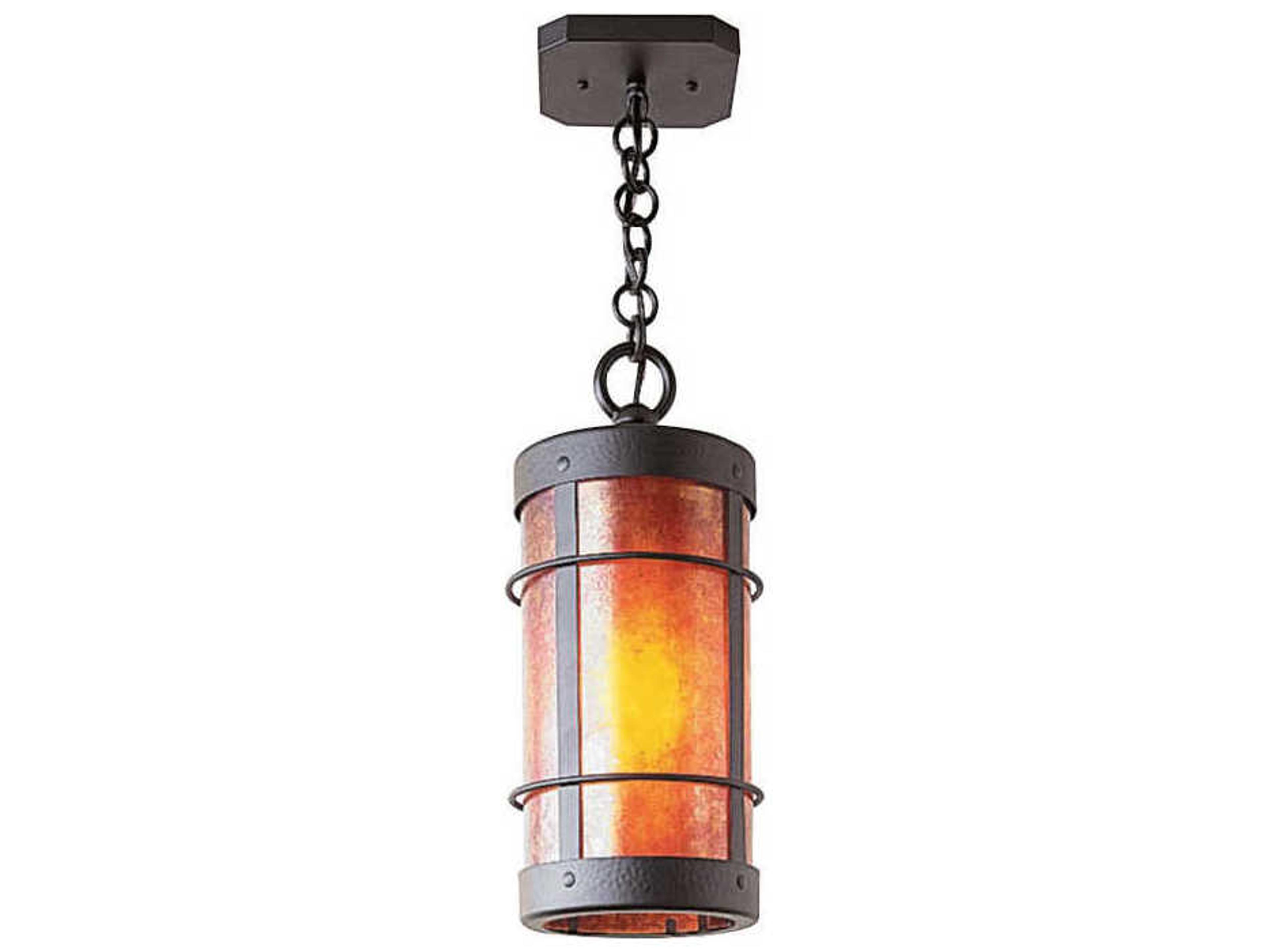 Arroyo Craftsman Valencia 1-Light Brown Glass Cylinder Mini Pendant