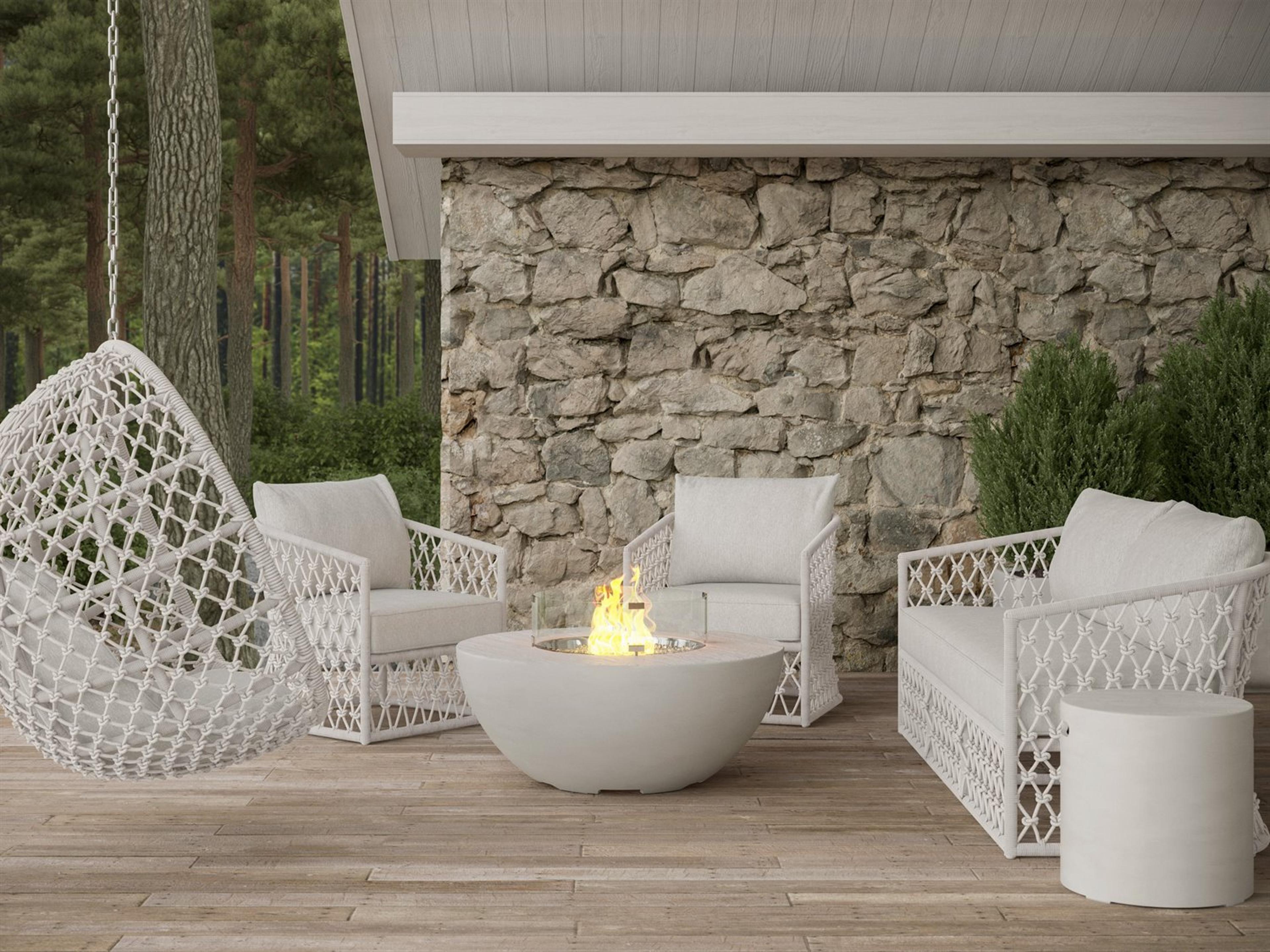 Azzurro Living Amelia White Rope Firepit Outdoor Lounge Set