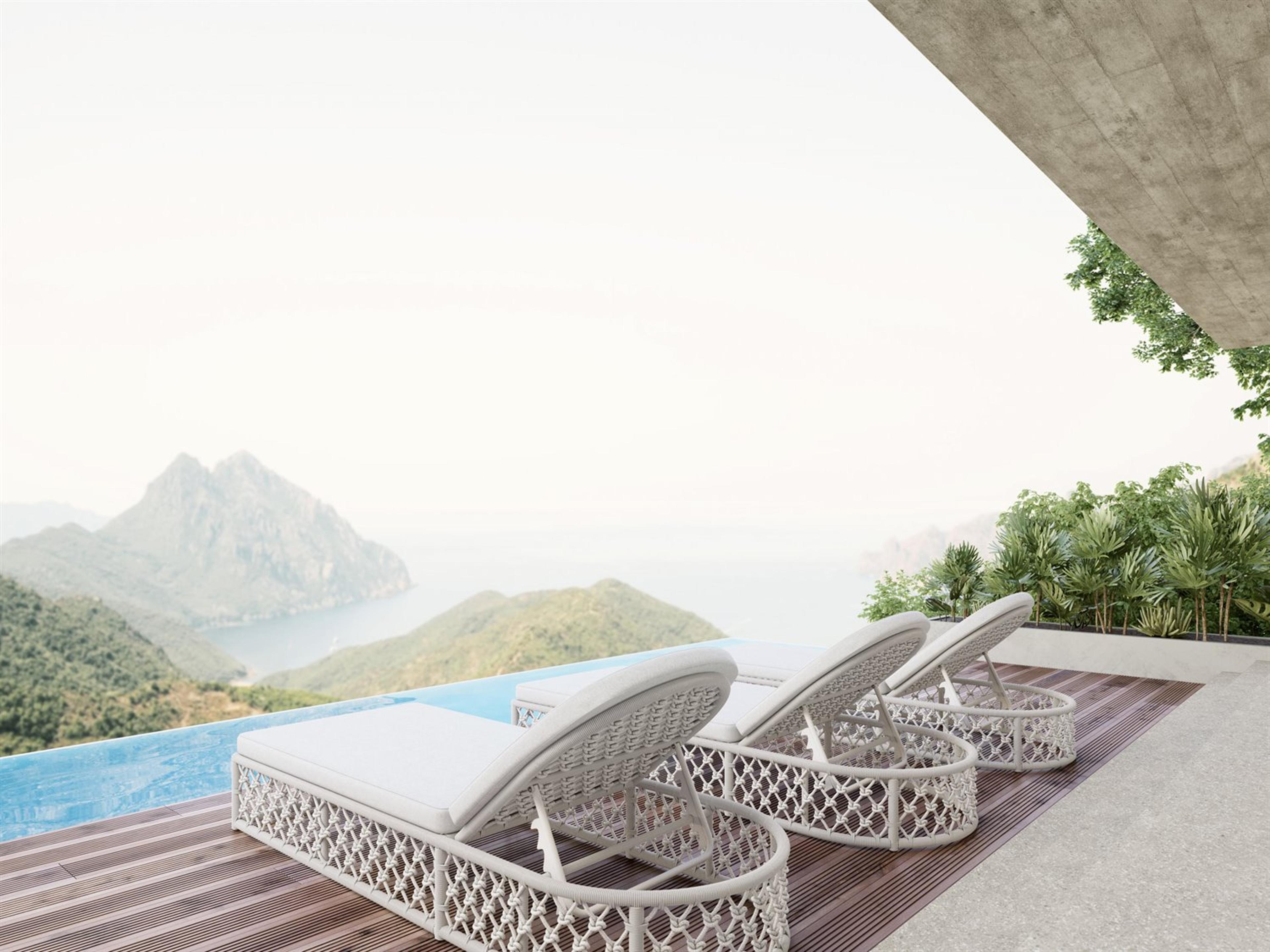 Azzurro Living Amelia White Rope Outdoor Patio Lounge Set