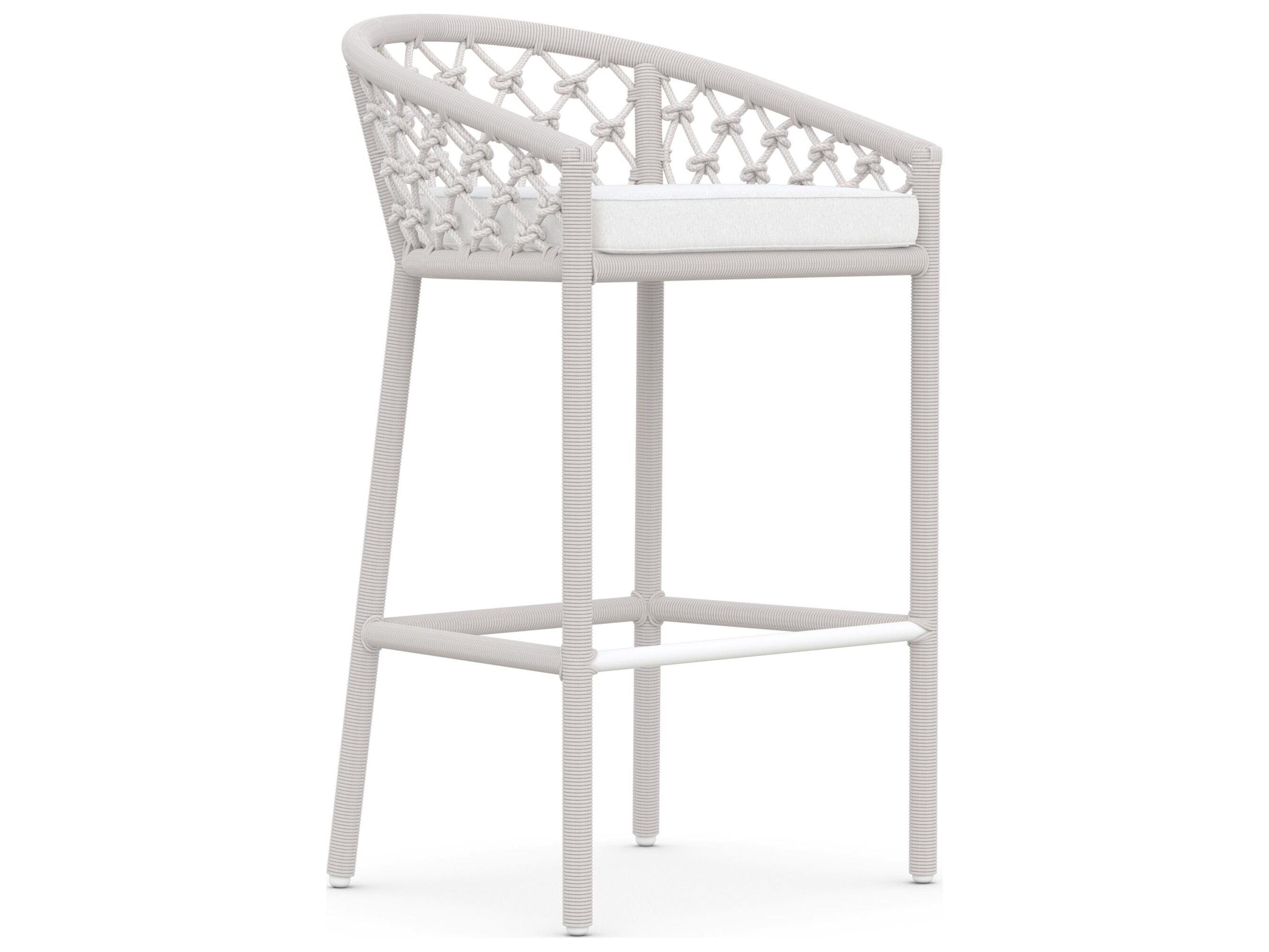 Azzurro Living Amelia Sand All-Weather Rope Outdoor Patio Bar Stool with Cloud Cushion