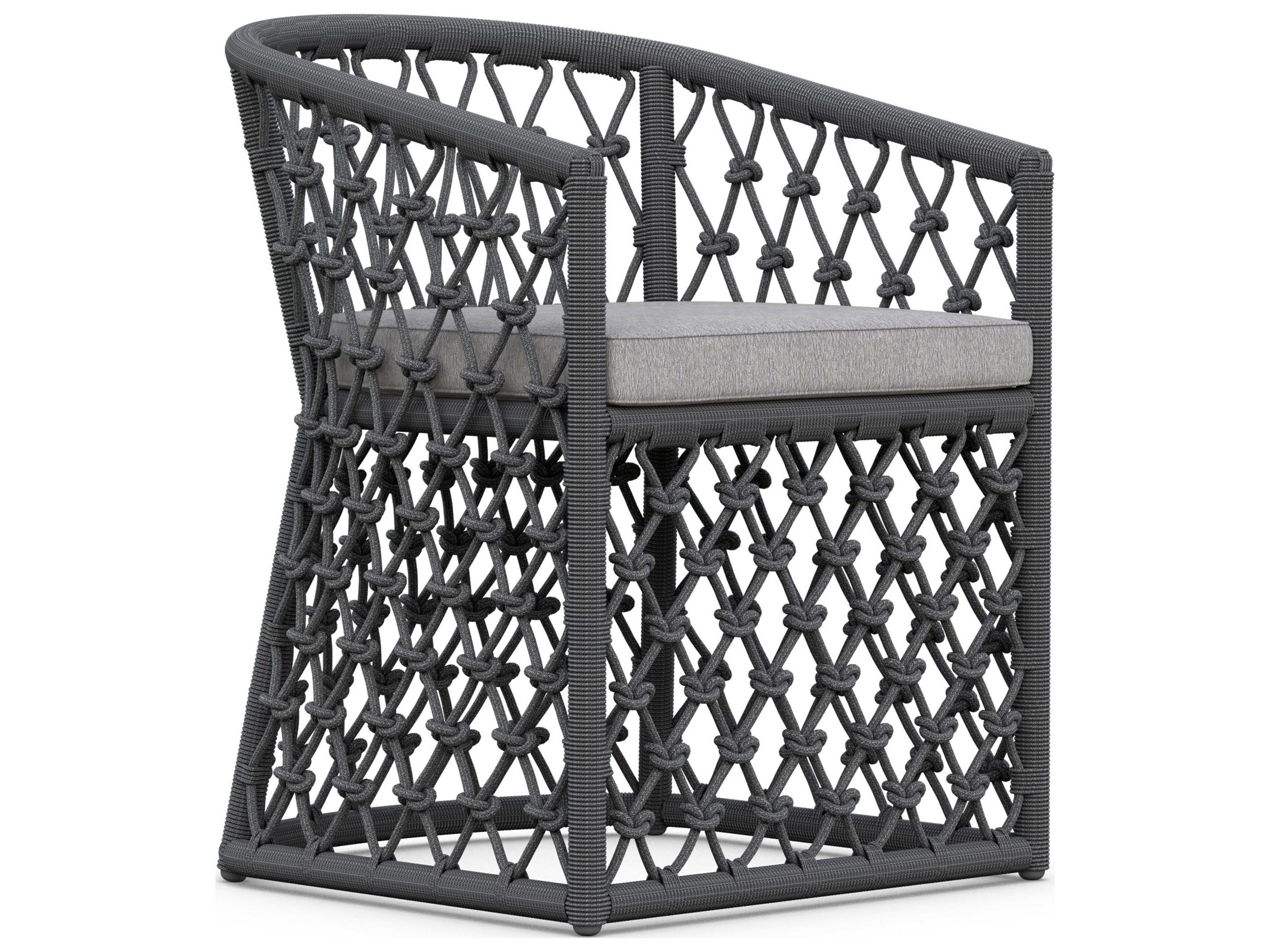 Azzurro Living Amelia Ash All-Weather Rope Outdoor Dining Arm Chair with Fog Cushion