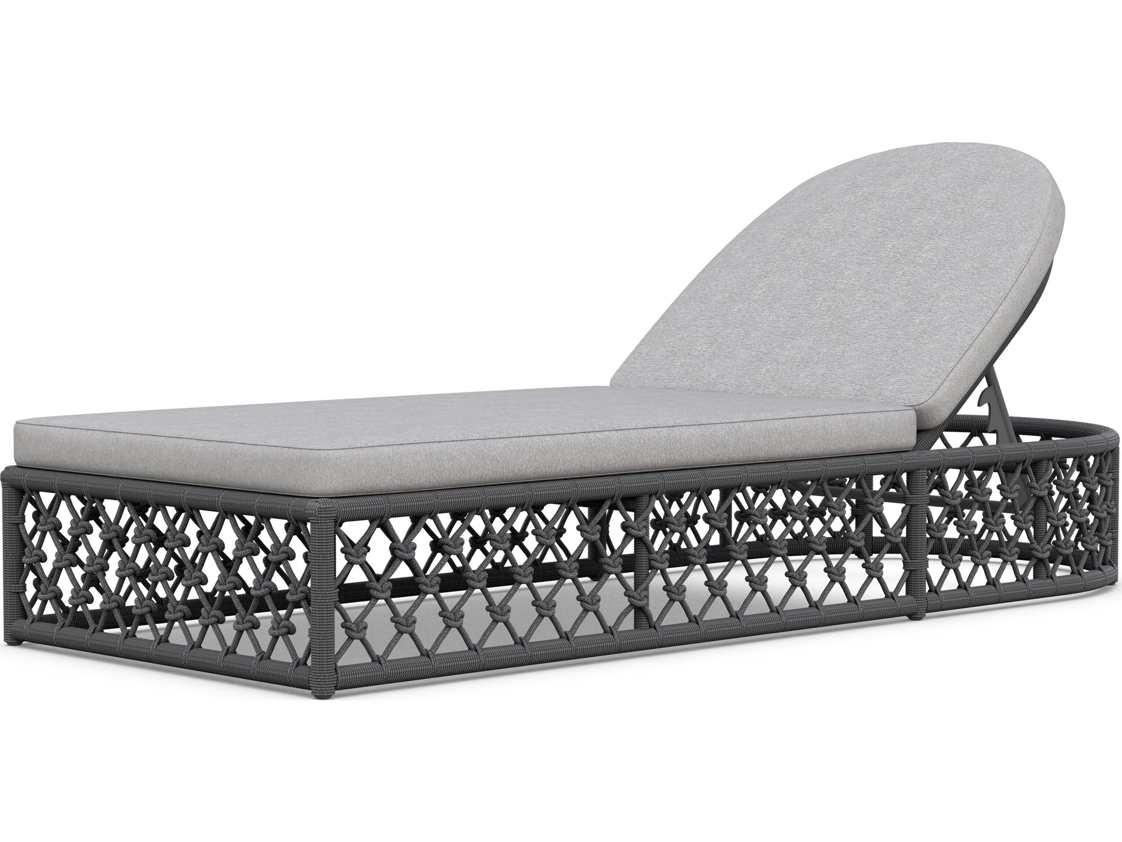 Azzurro Living Amelia Ash All-Weather Rope Adjustable Outdoor Patio Chaise Lounge with Fog Cushion