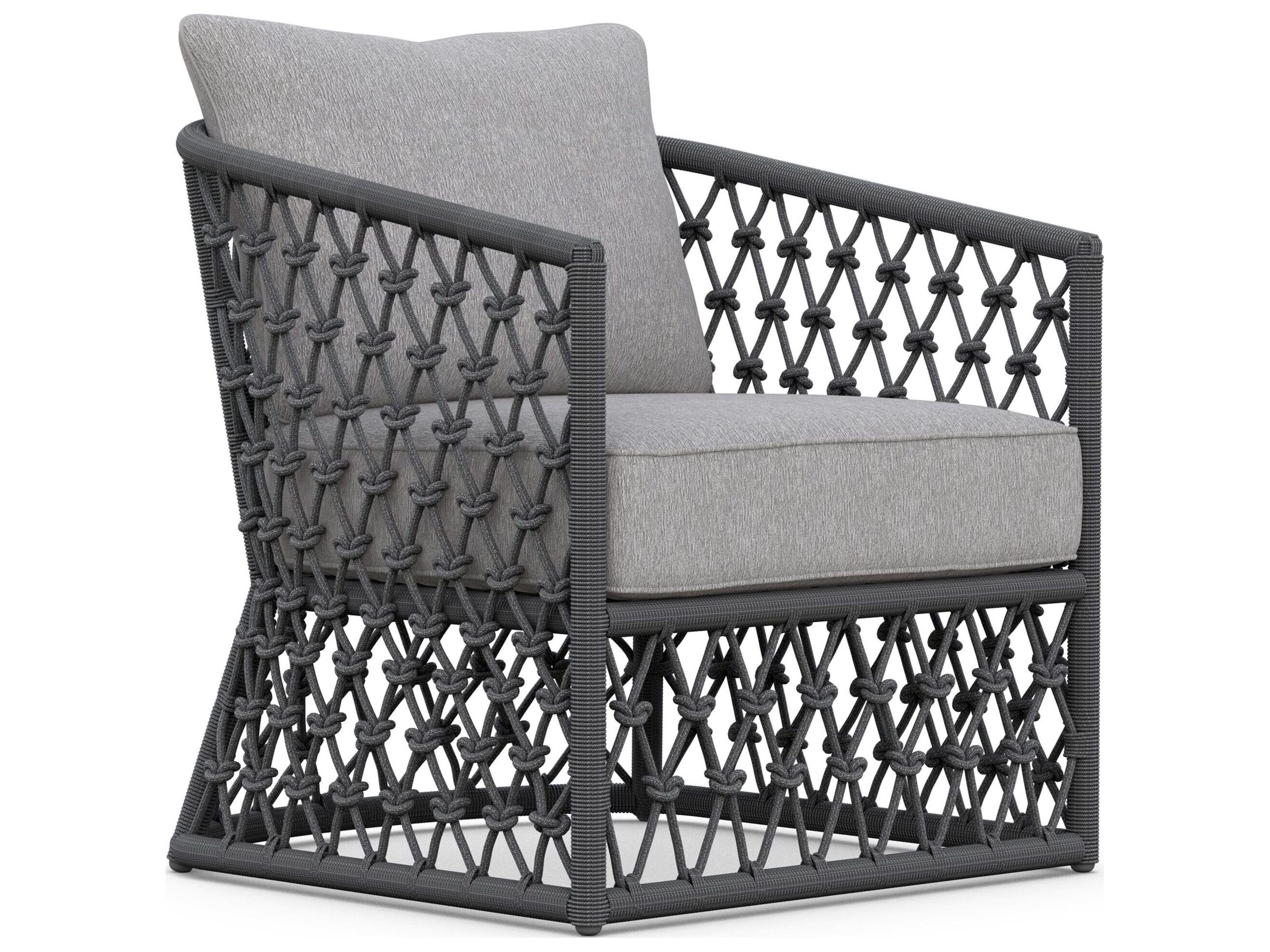 Azzurro Living Amelia Ash All-Weather Rope Patio Lounge Chair with Fog Cushion