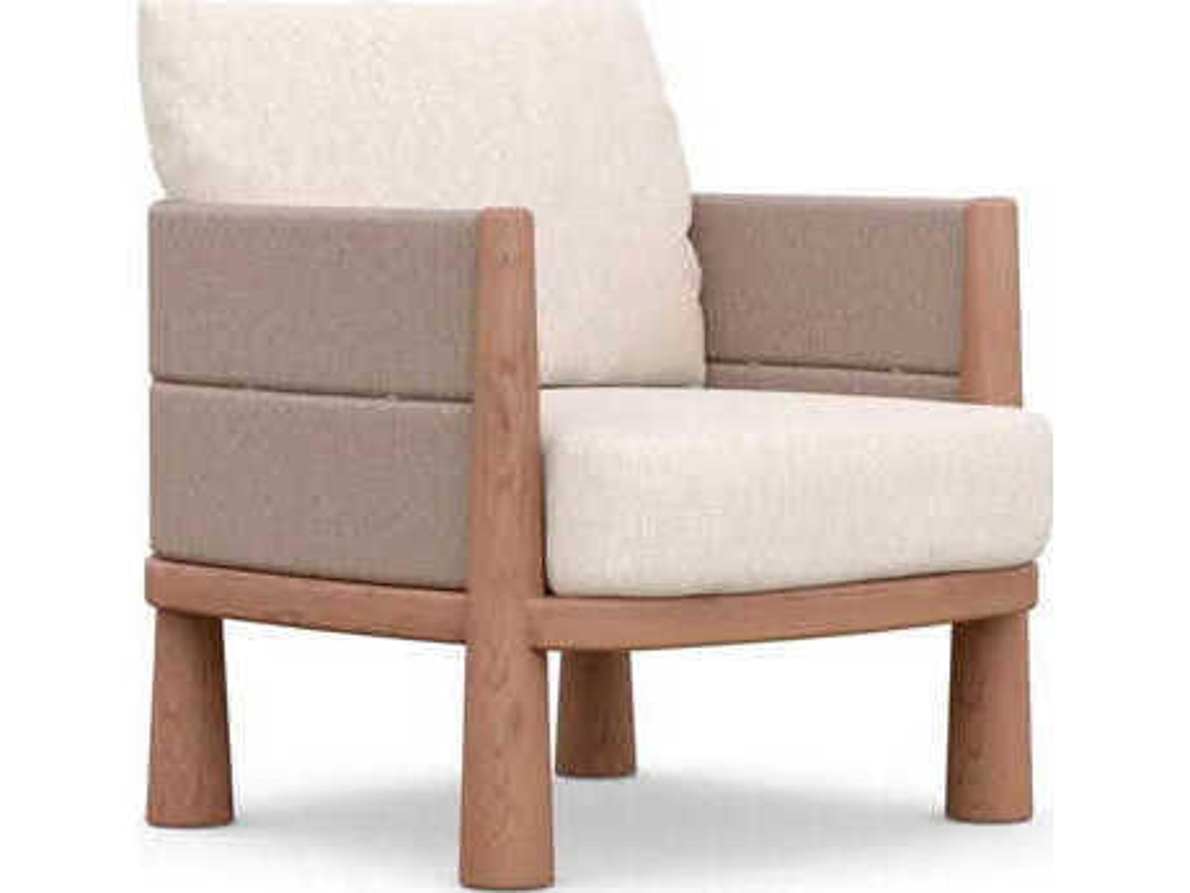 Azzurro Living Biscayne Natural Teak Wicker Cushion Lounge Chair