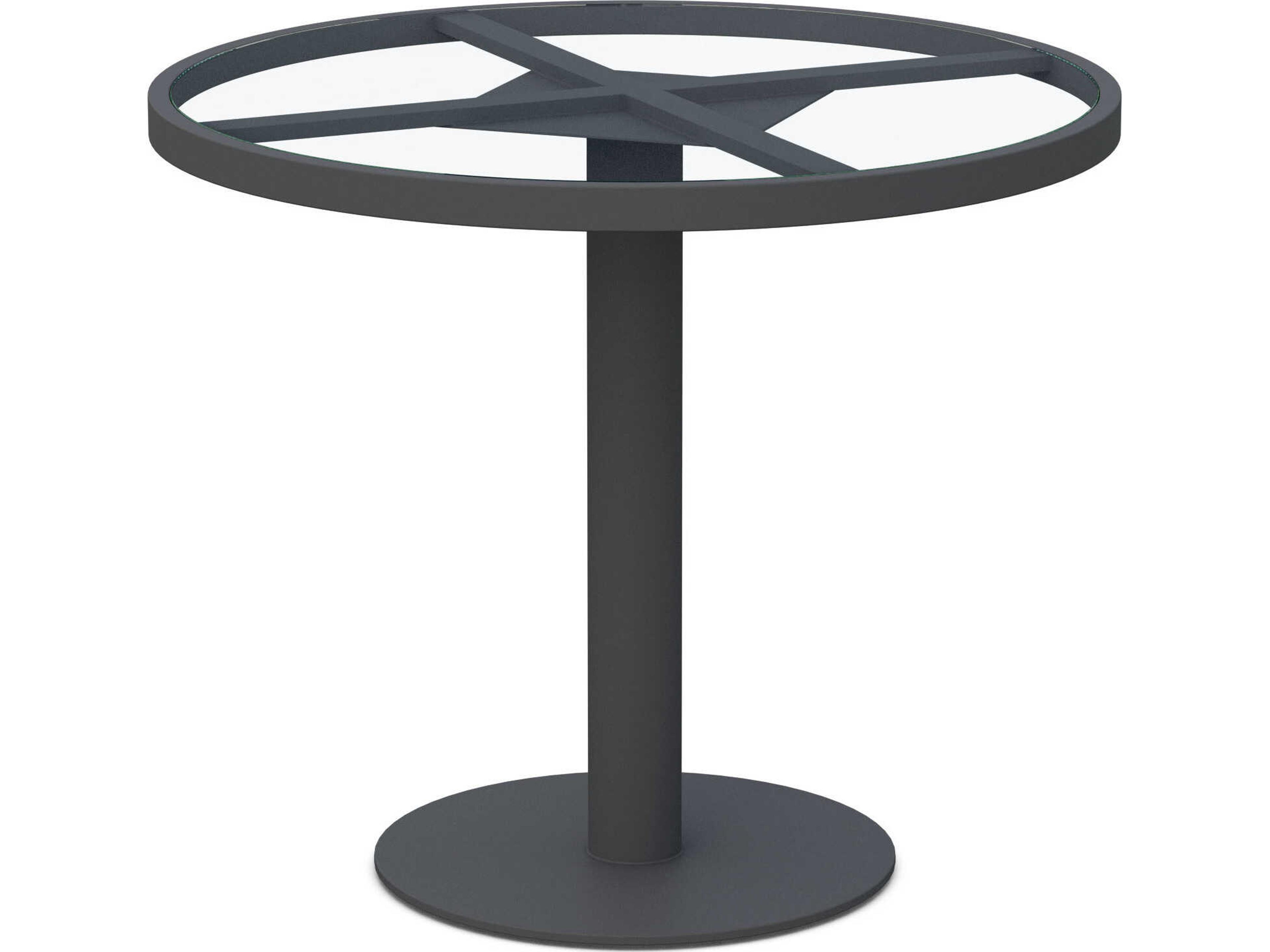 Azzurro Living Bordeaux Matte Charcoal Aluminum Round Dining Table