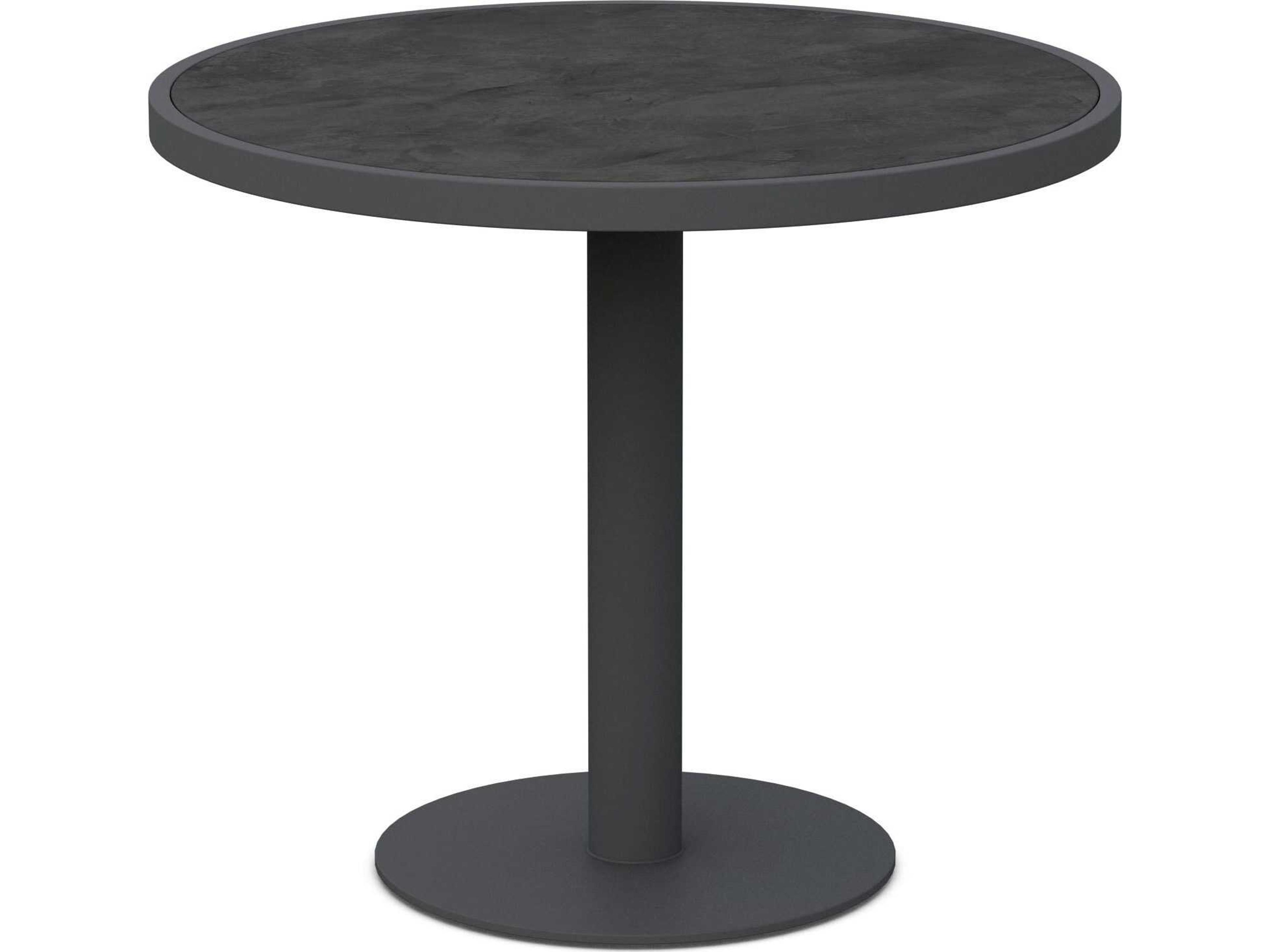 Azzurro Living Bordeaux Matte Charcoal Aluminum Round Dining Table