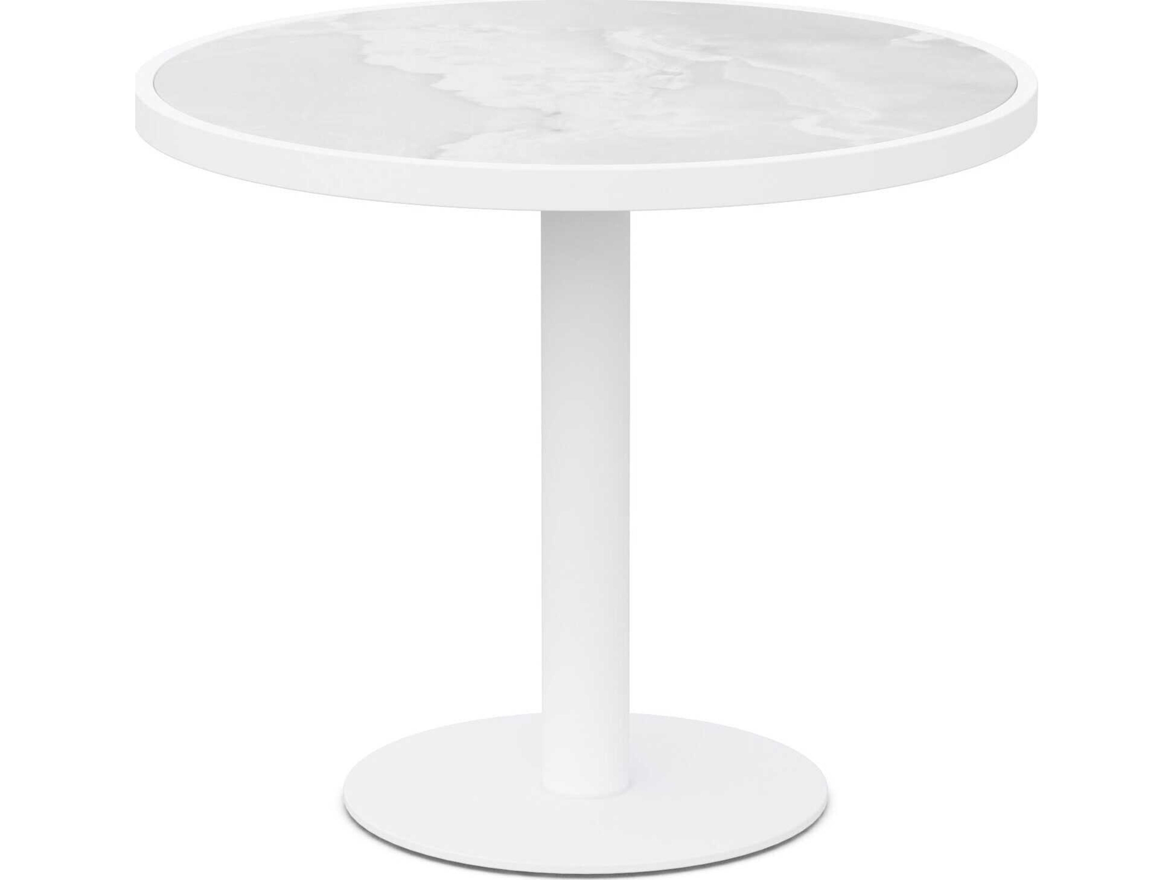 Azzurro Living Bordeaux Matte White Aluminum Round Dining Table