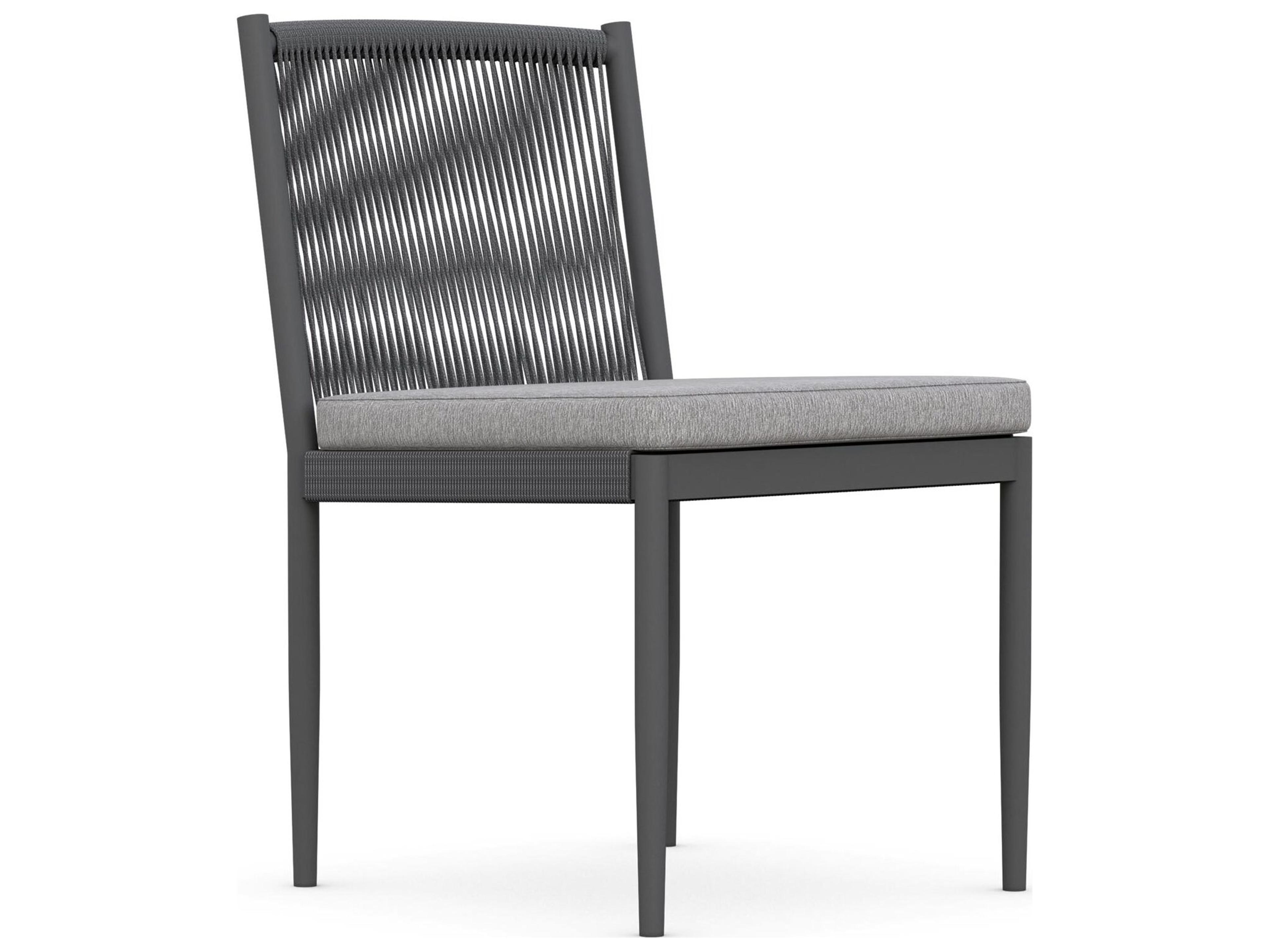 Azzurro Living Catalina Ash All-Weather Rope Outdoor Patio Dining Side Chair with Fog Cushion