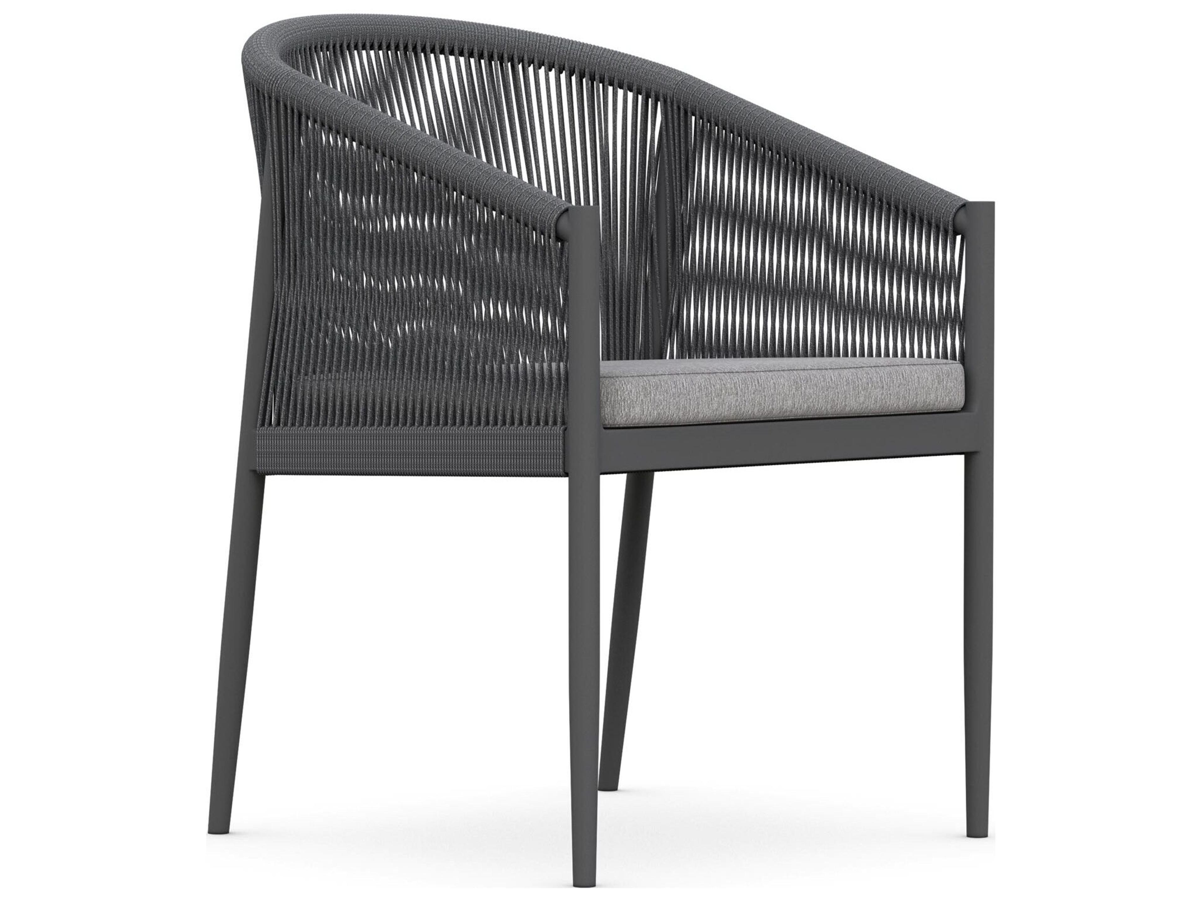 Azzurro Living Catalina Ash All-Weather Rope Patio Dining Arm Chair with Fog Cushion