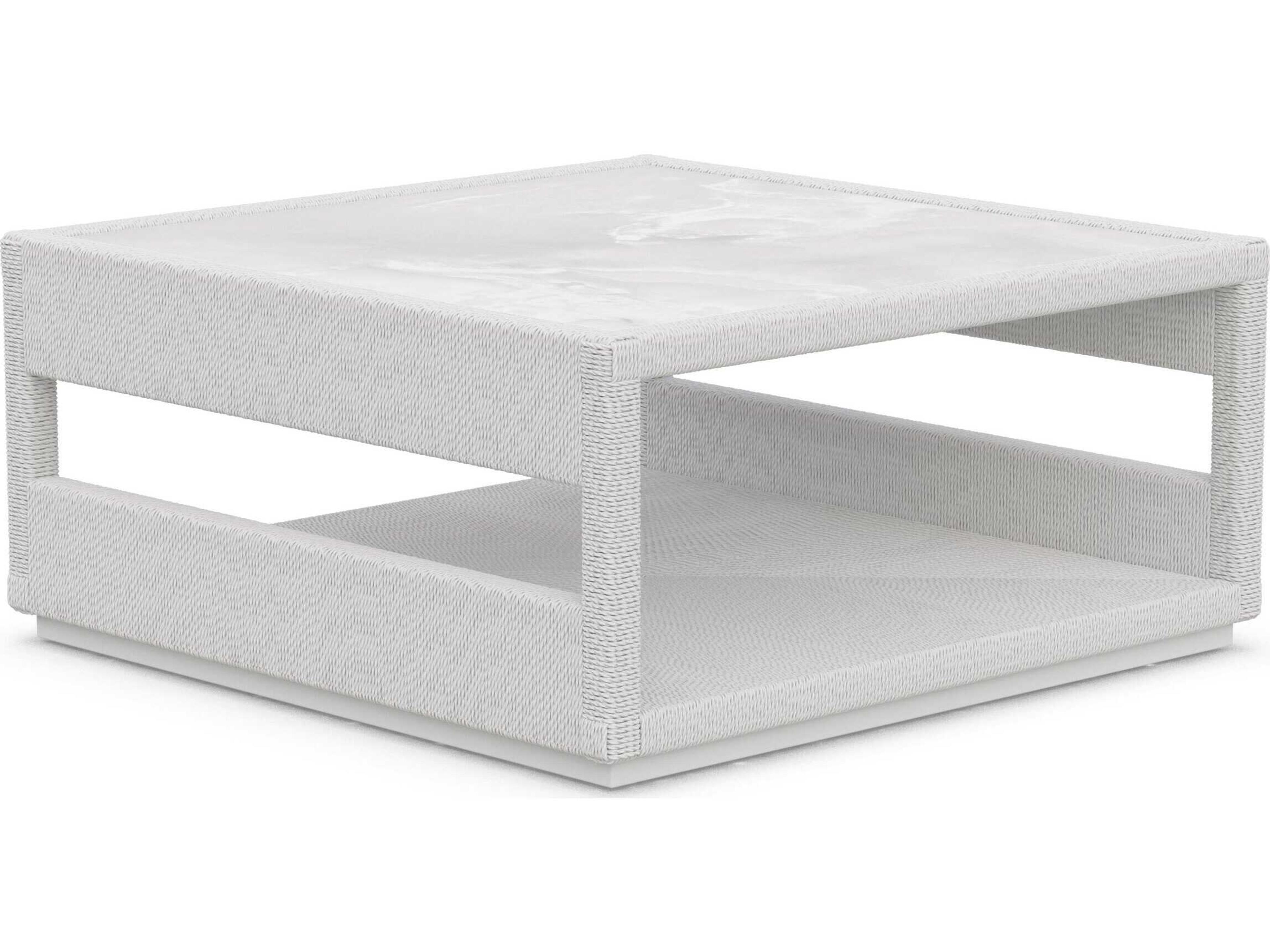 Azzurro Living Cyprus Bone All-weather Wicker Square Coffee Table