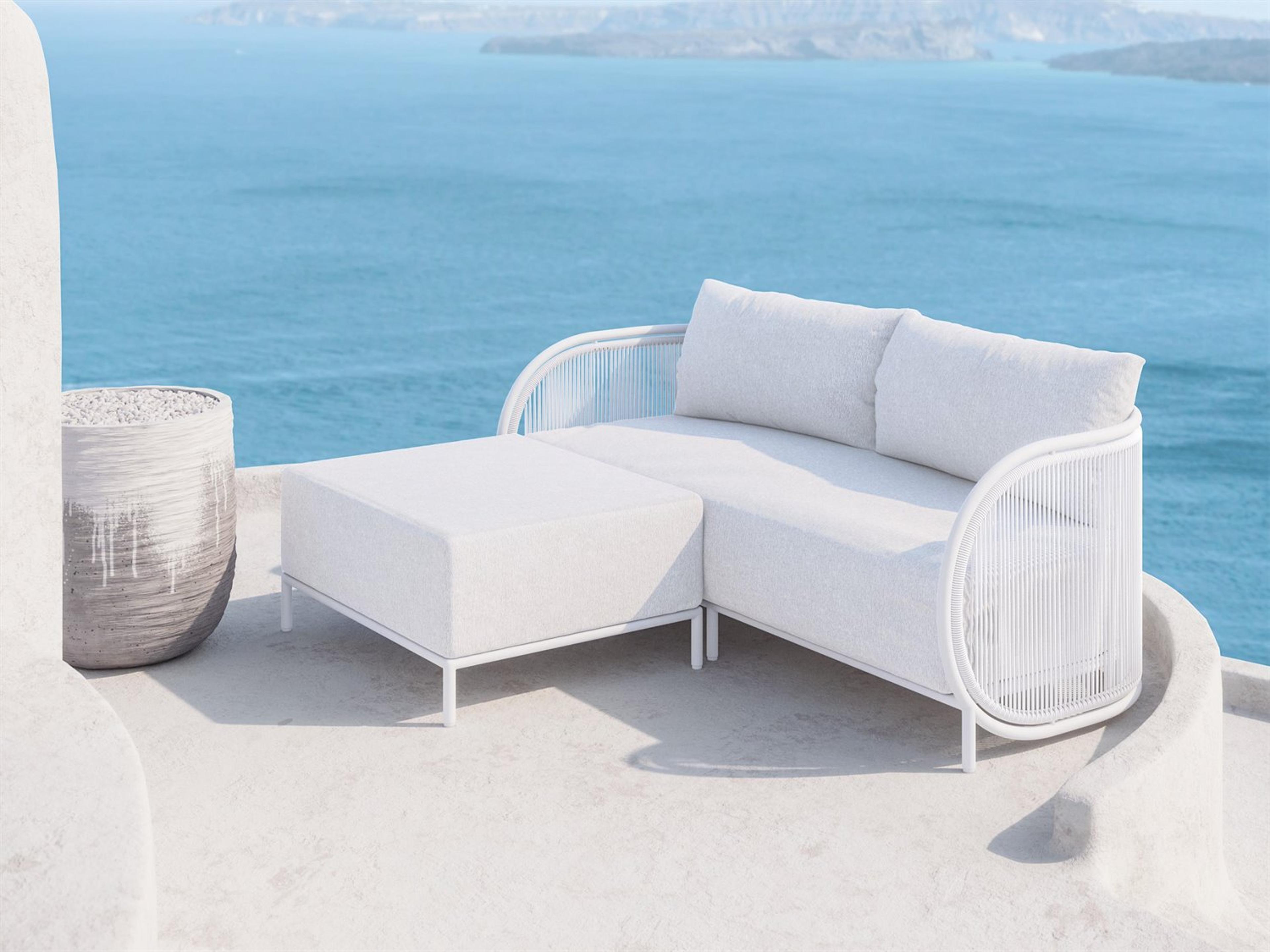 Azzurro Living Kamari White Mist All-Weather Rope Patio Lounge Set with Cloud Cushion