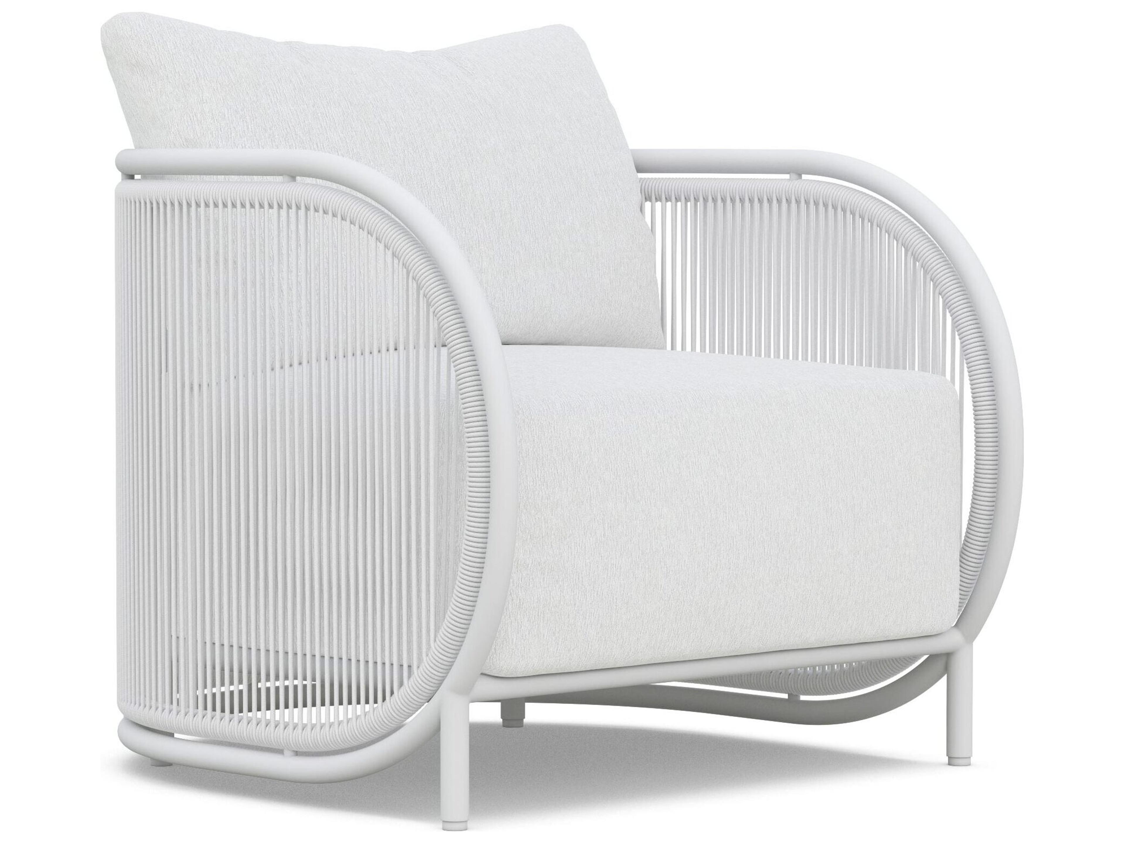 Azzurro Living Kamari White Mist All-Weather Rope Patio Lounge Chair with Cloud Cushion