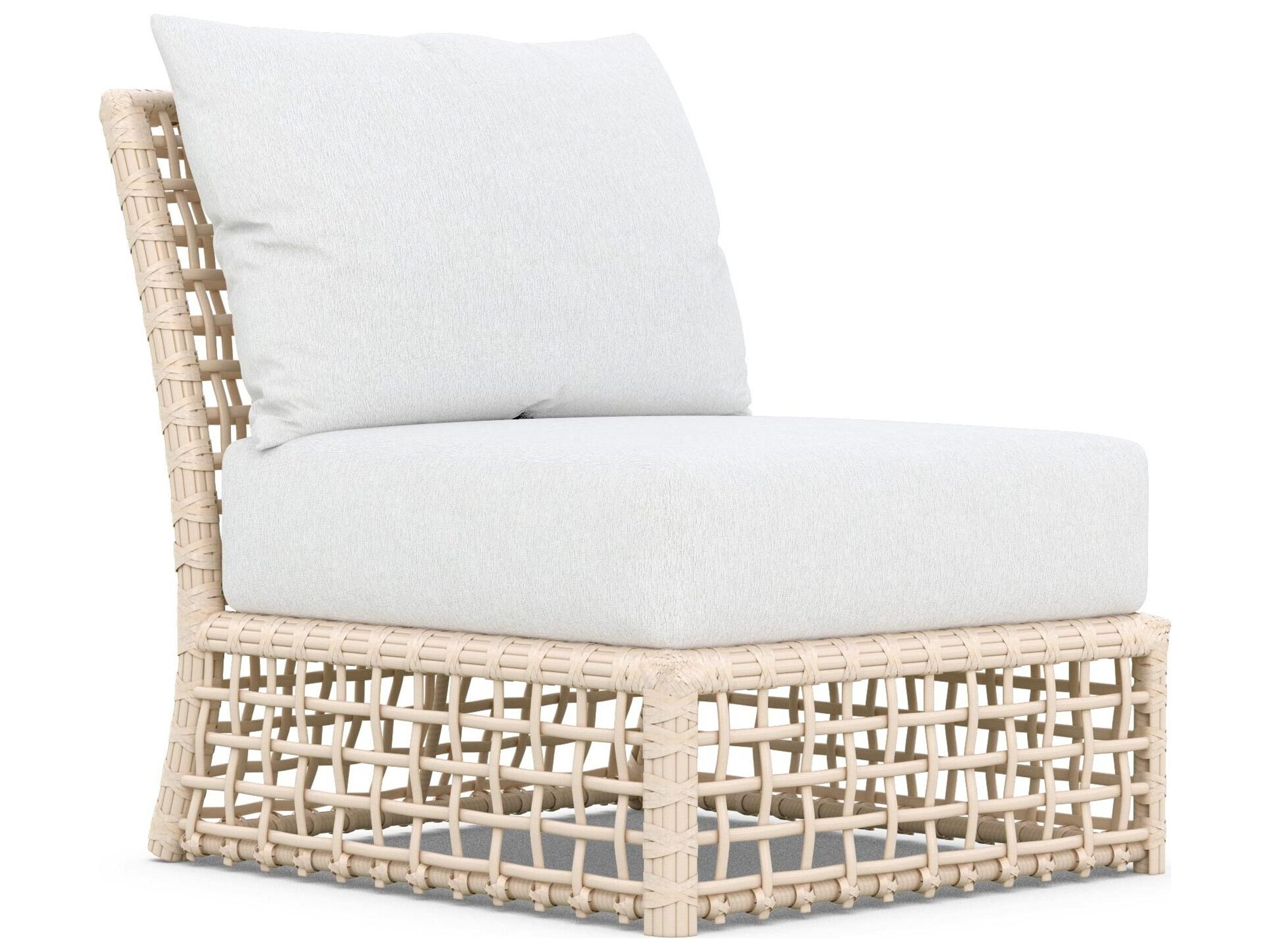 Azzurro Living Kiawah Almond All-Weather Wicker Modular Outdoor Lounge Chair with Cloud Cushion