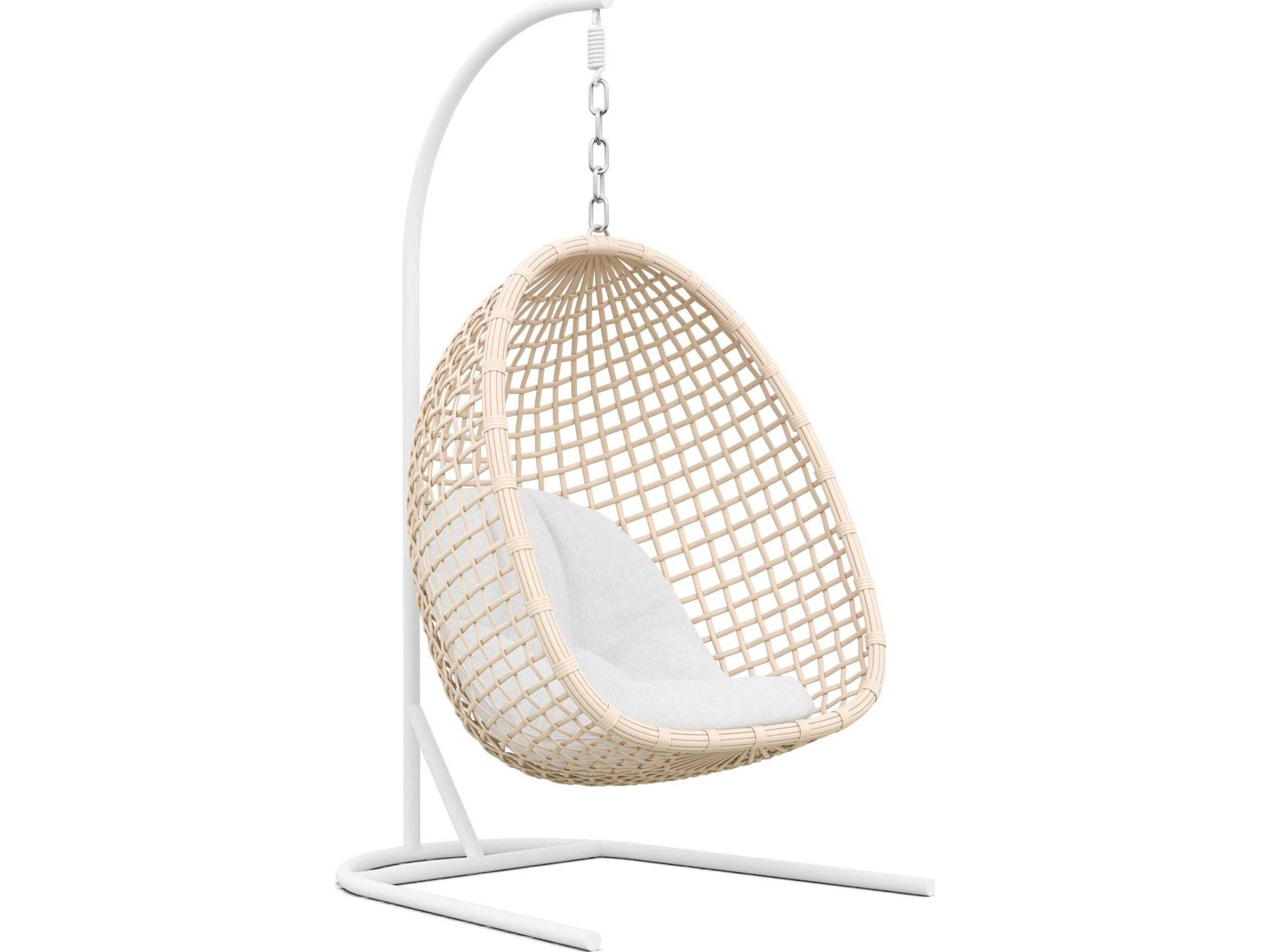 Azzurro Living Kiawah Matte White Aluminum Rope Cushion Swing