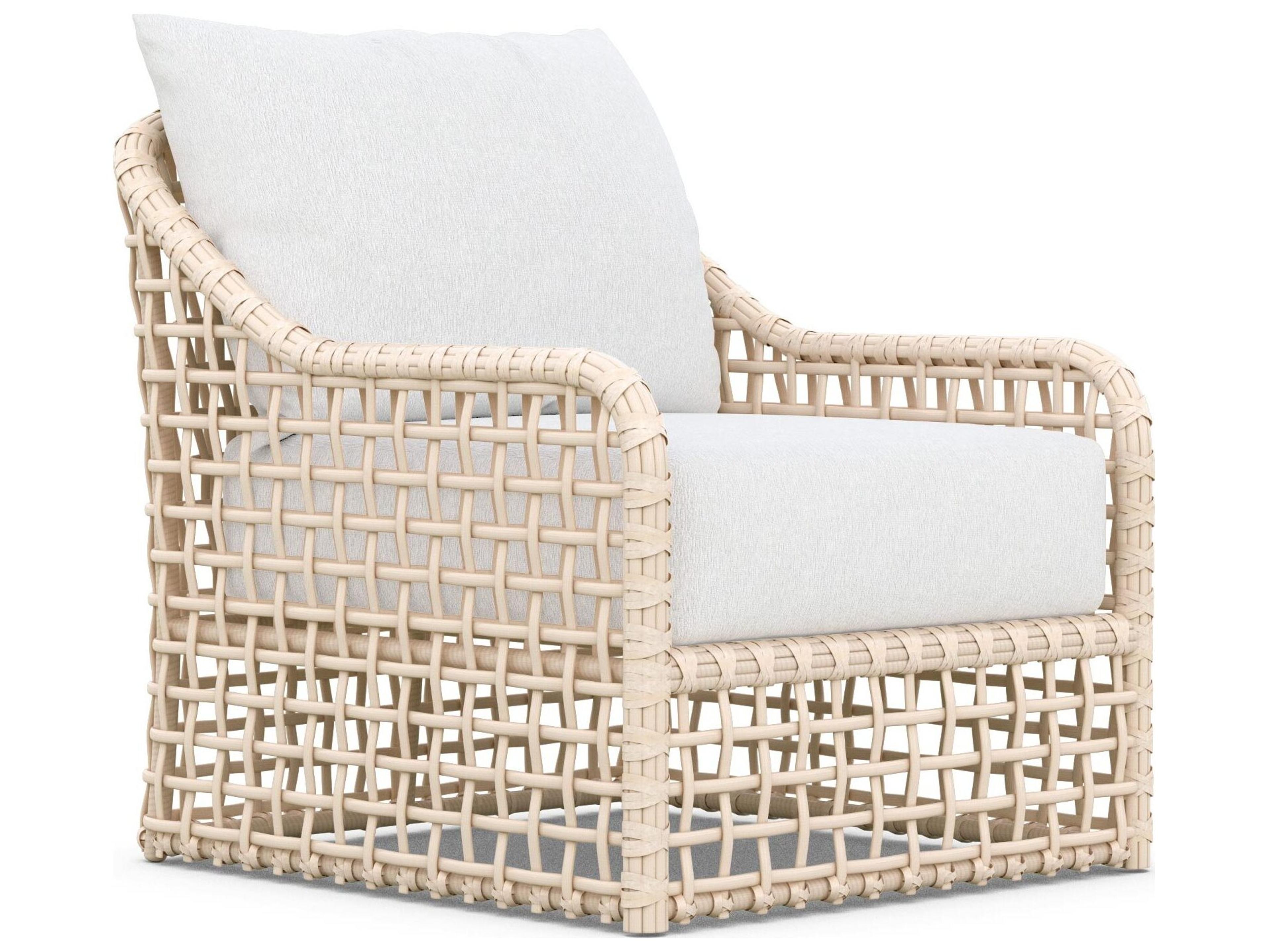 Azzurro Living Kiawah Almond All-Weather Wicker Patio Lounge Chair with Cloud Cushion