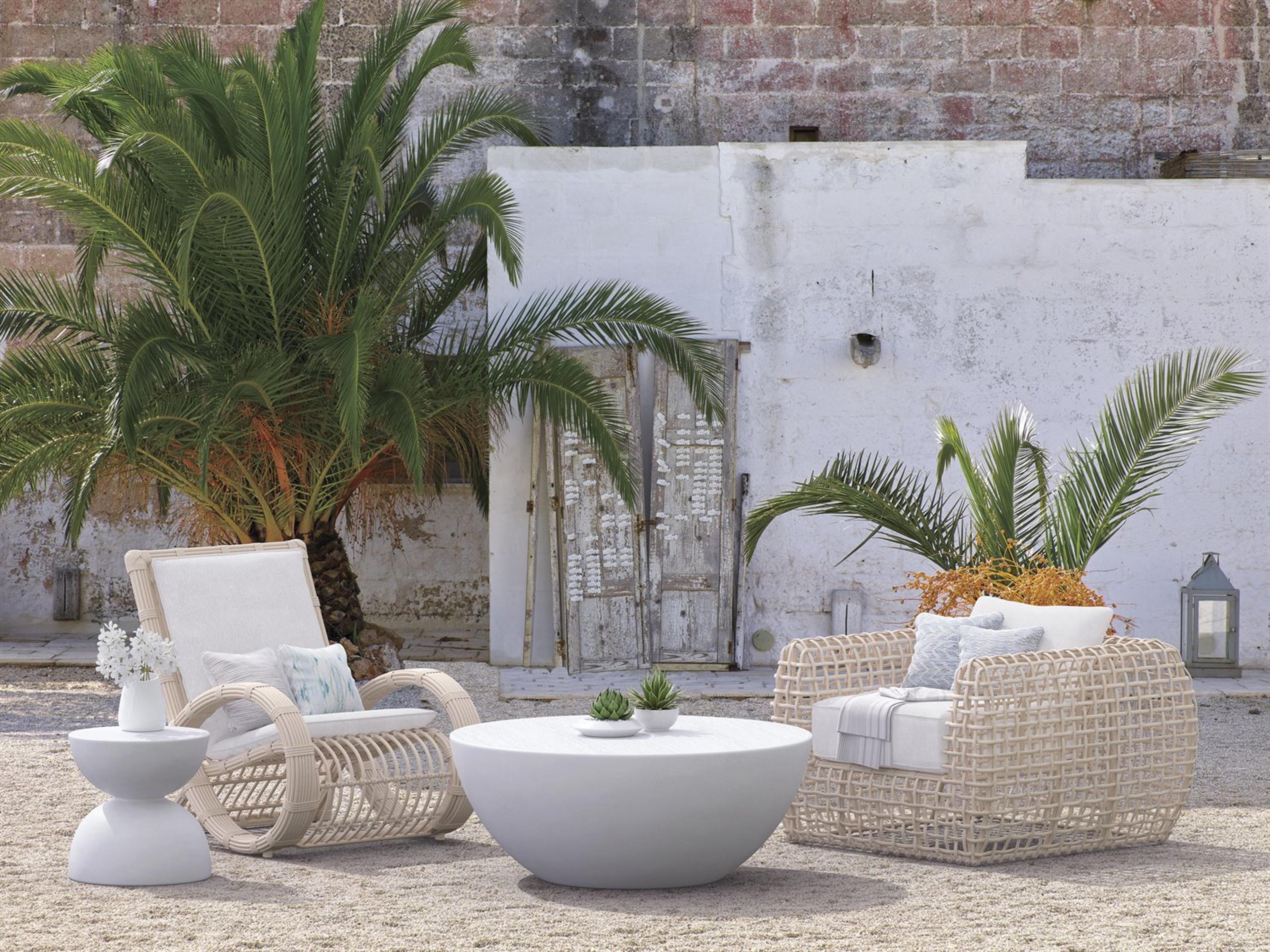 Azzurro Living Kiawah Almond All-Weather Wicker Outdoor Patio Lounge Set