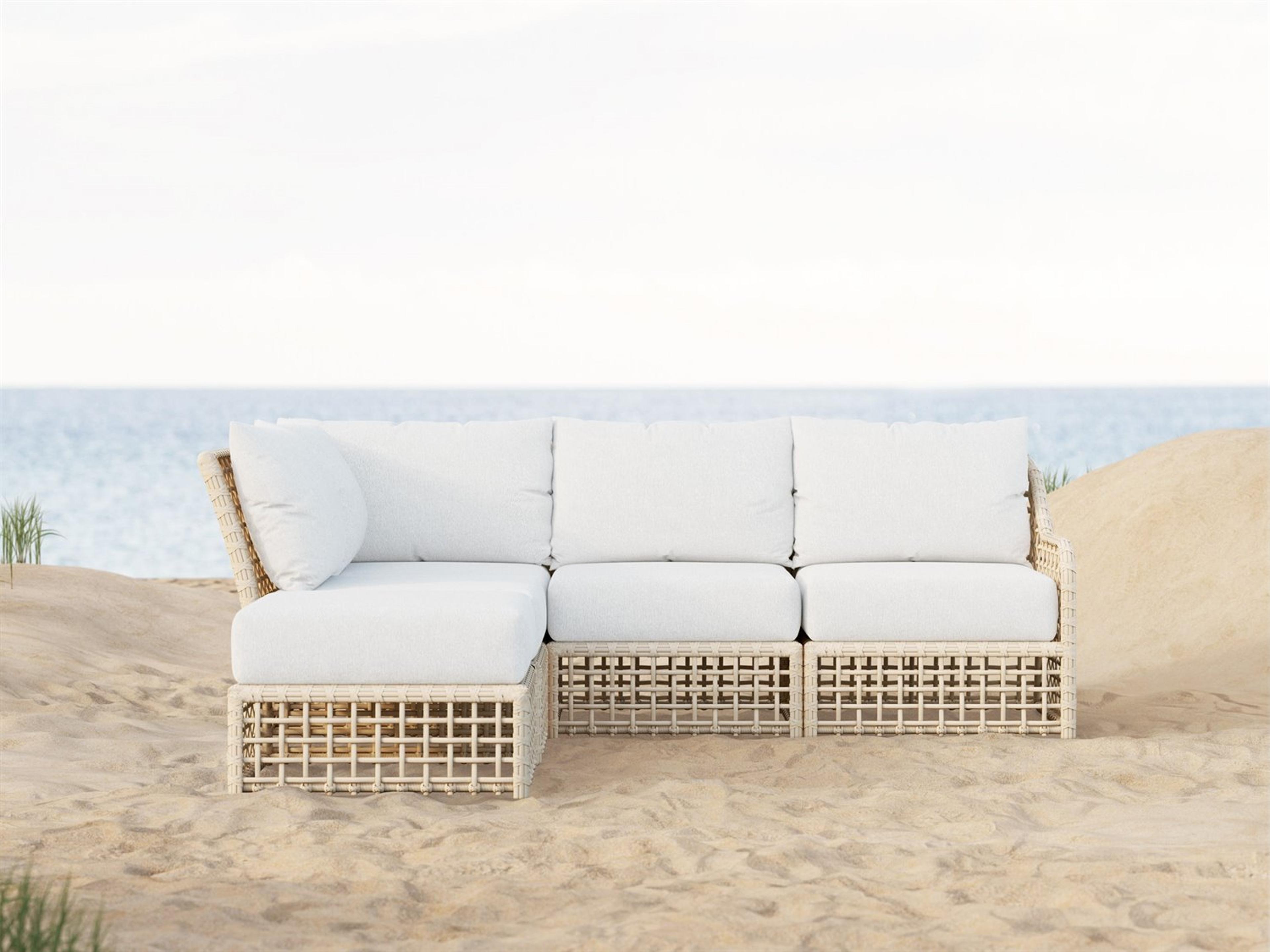 Azzurro Living Kiawah Almond All-Weather Wicker Sectional Outdoor Patio Lounge Set