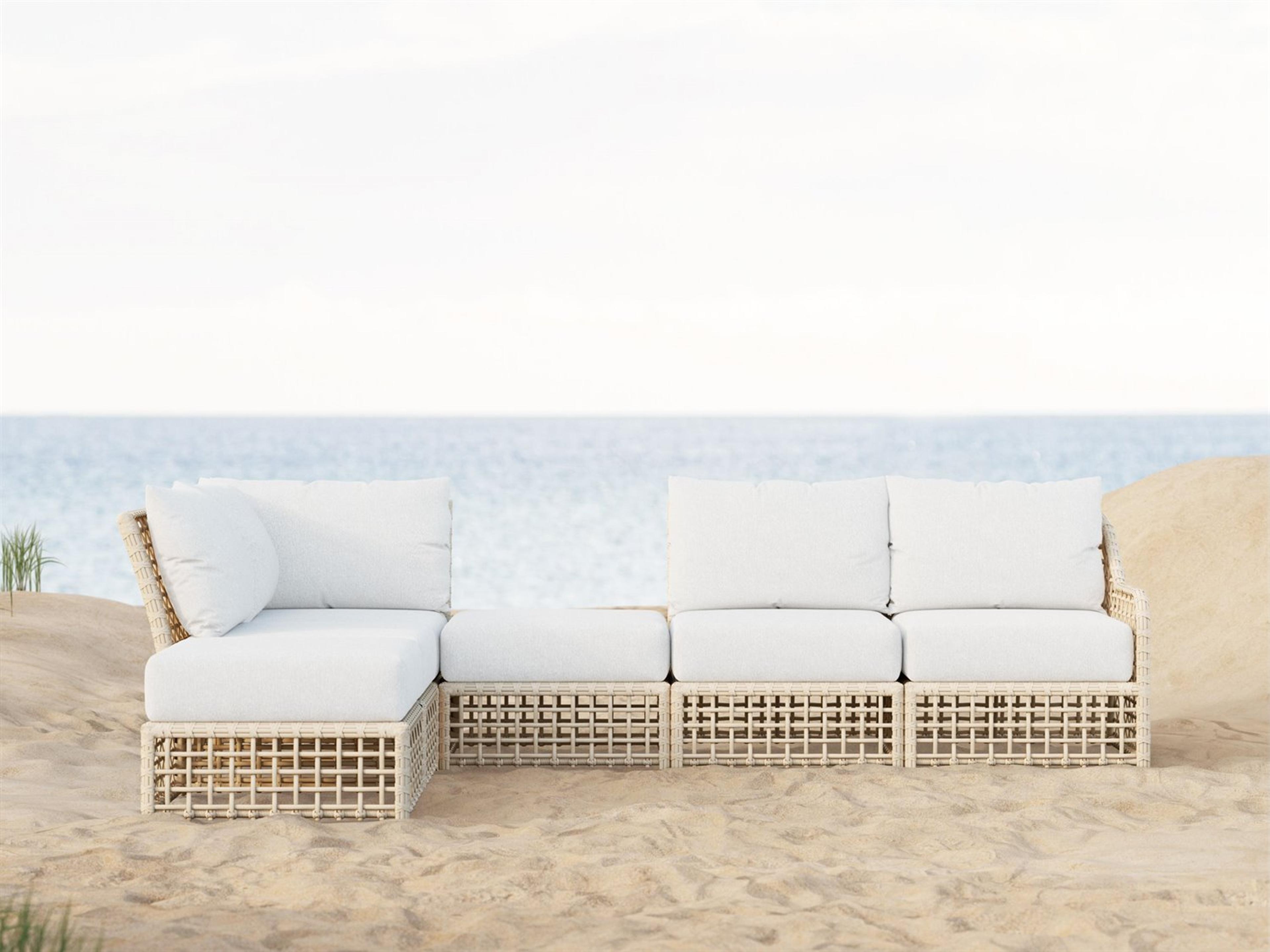 Azzurro Living Kiawah Almond All-Weather Wicker Sectional Patio Lounge Set