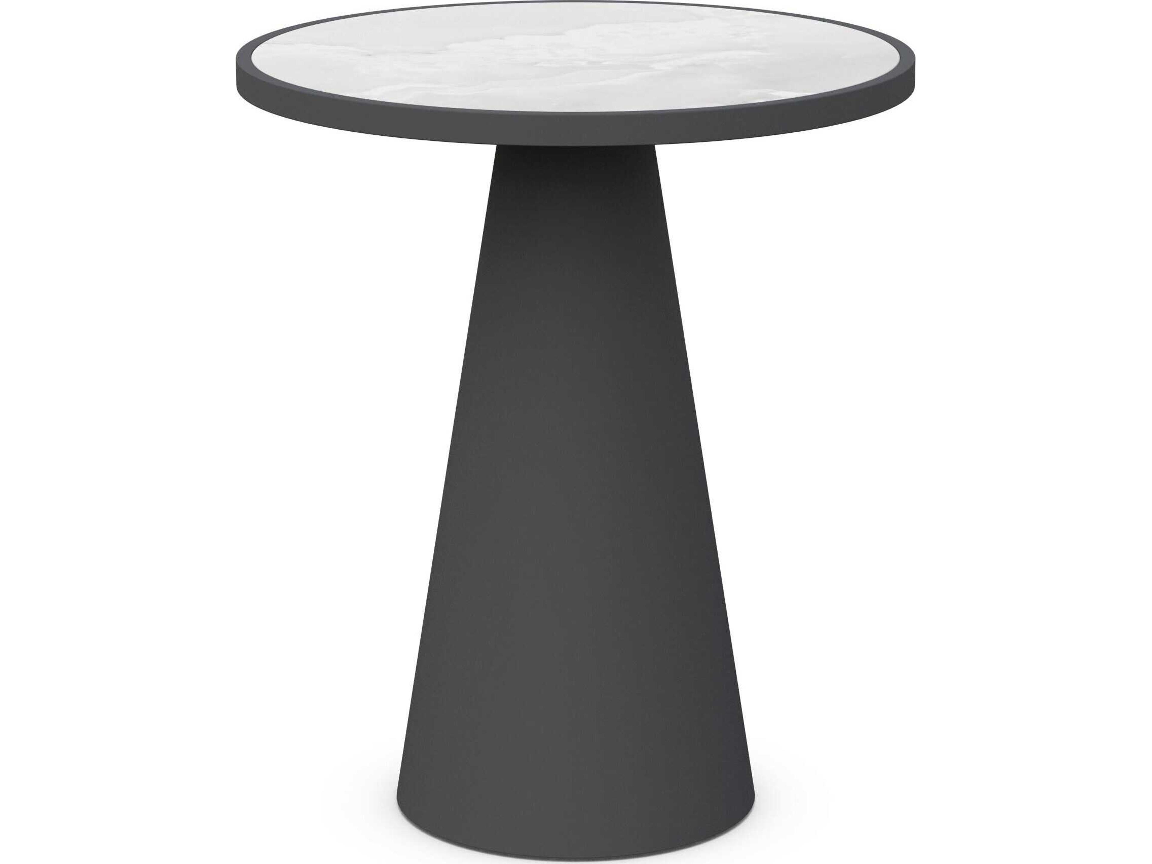 Azzurro Living Leon Matte Charcoal Aluminum Round Bar Table