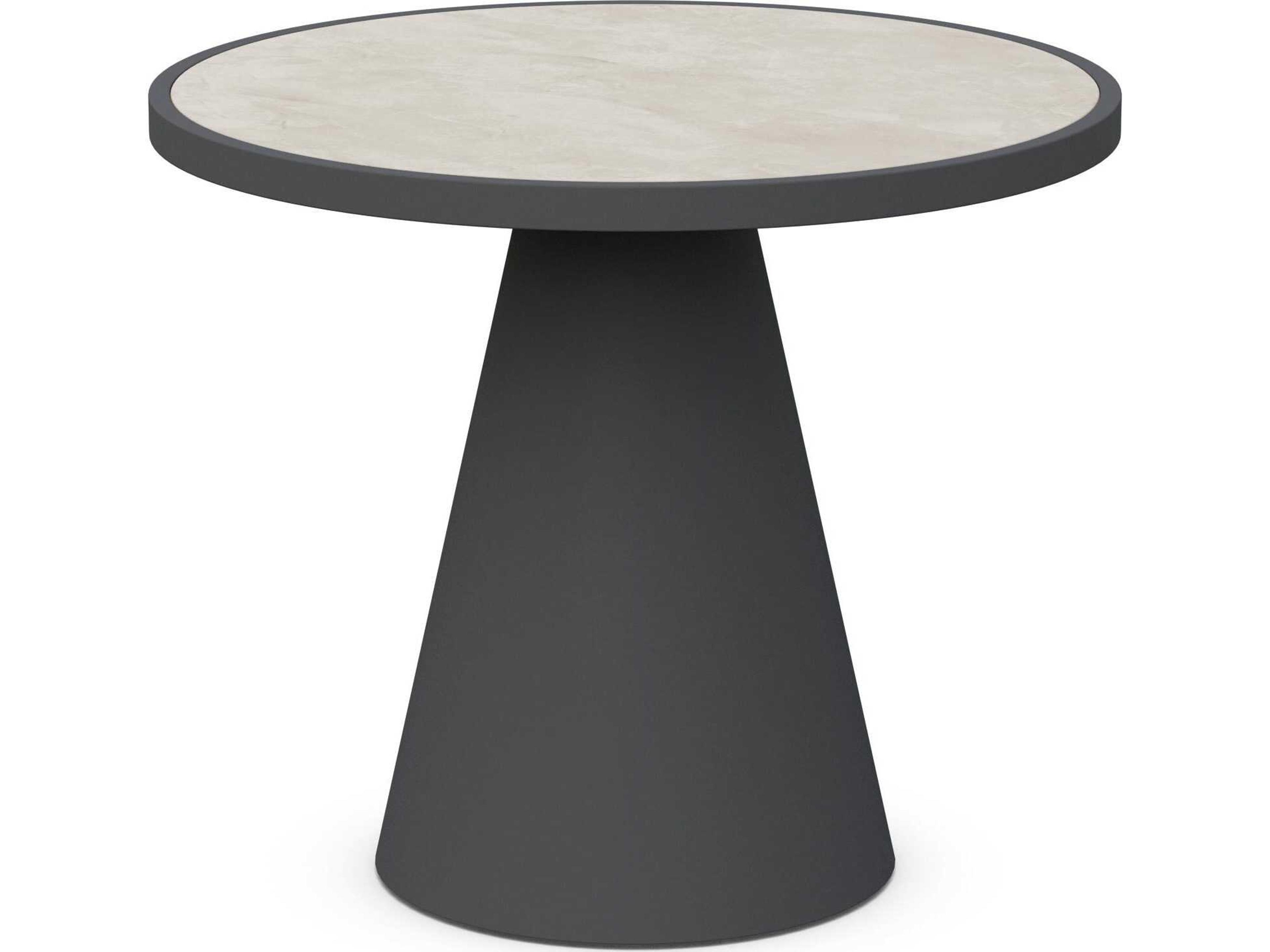Azzurro Living Leon Matte Charcoal Aluminum Round Dining Table