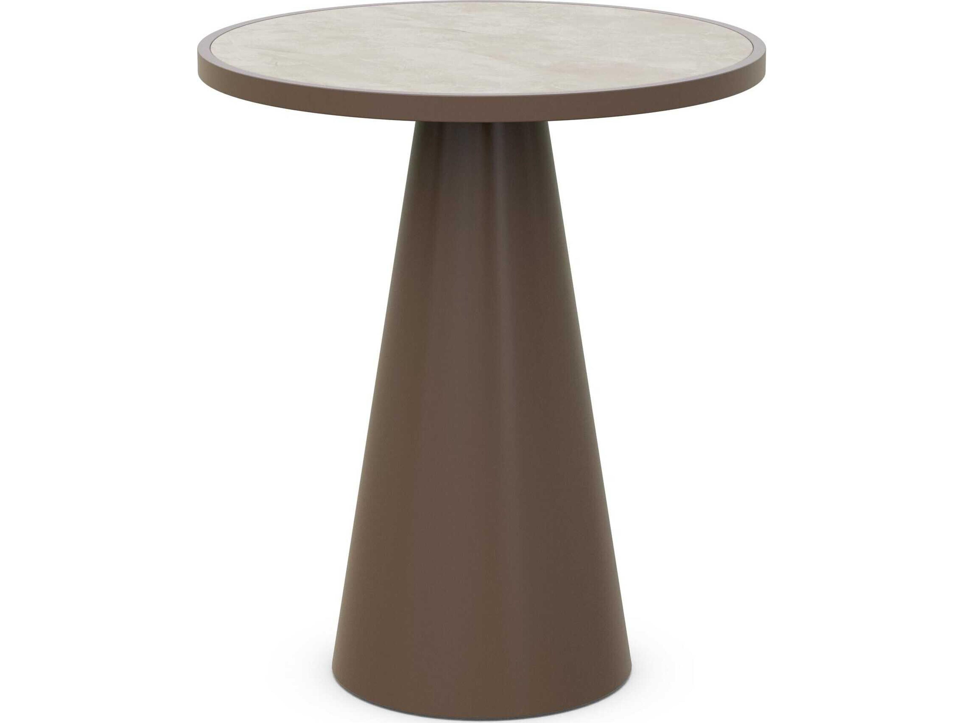 Leon Matte Bronze Aluminum Round Bar Table