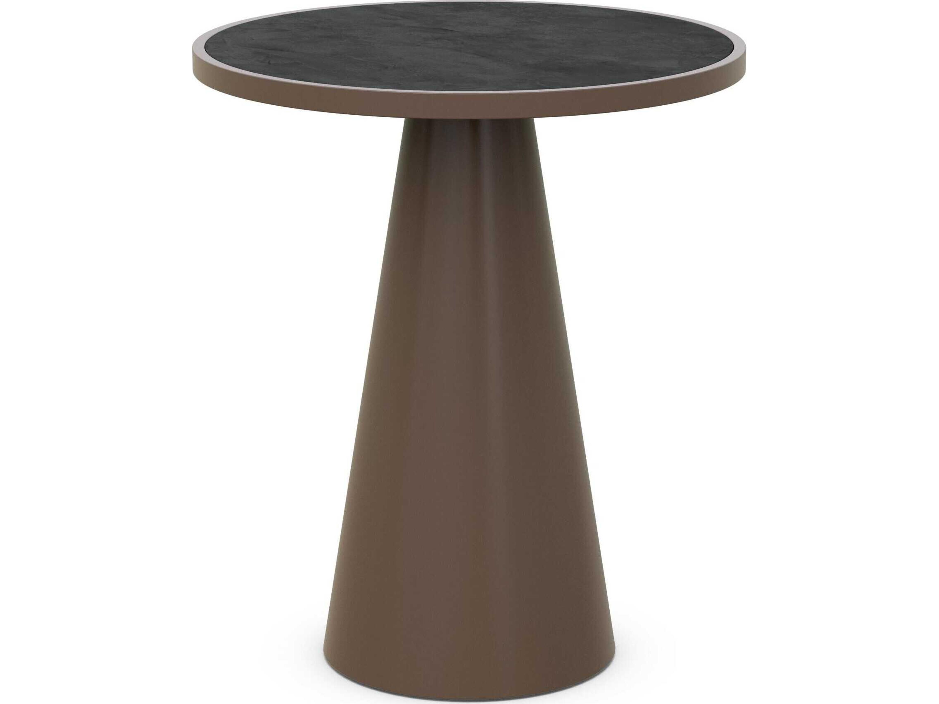Leon Matte Bronze Aluminum Round Bar Table