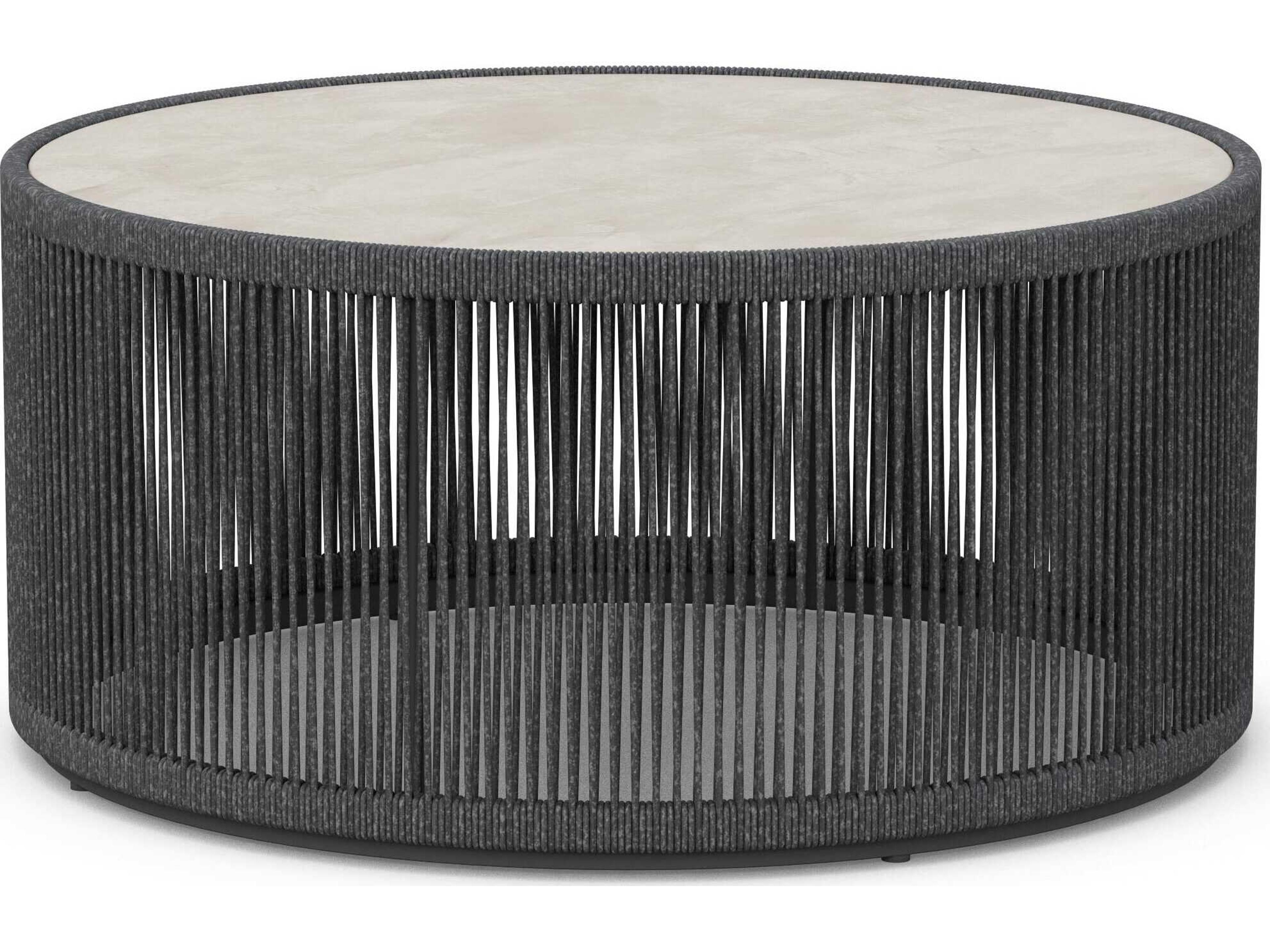 Azzurro Living Malta Pebble All-weather Textelene Rope Round Coffee Table