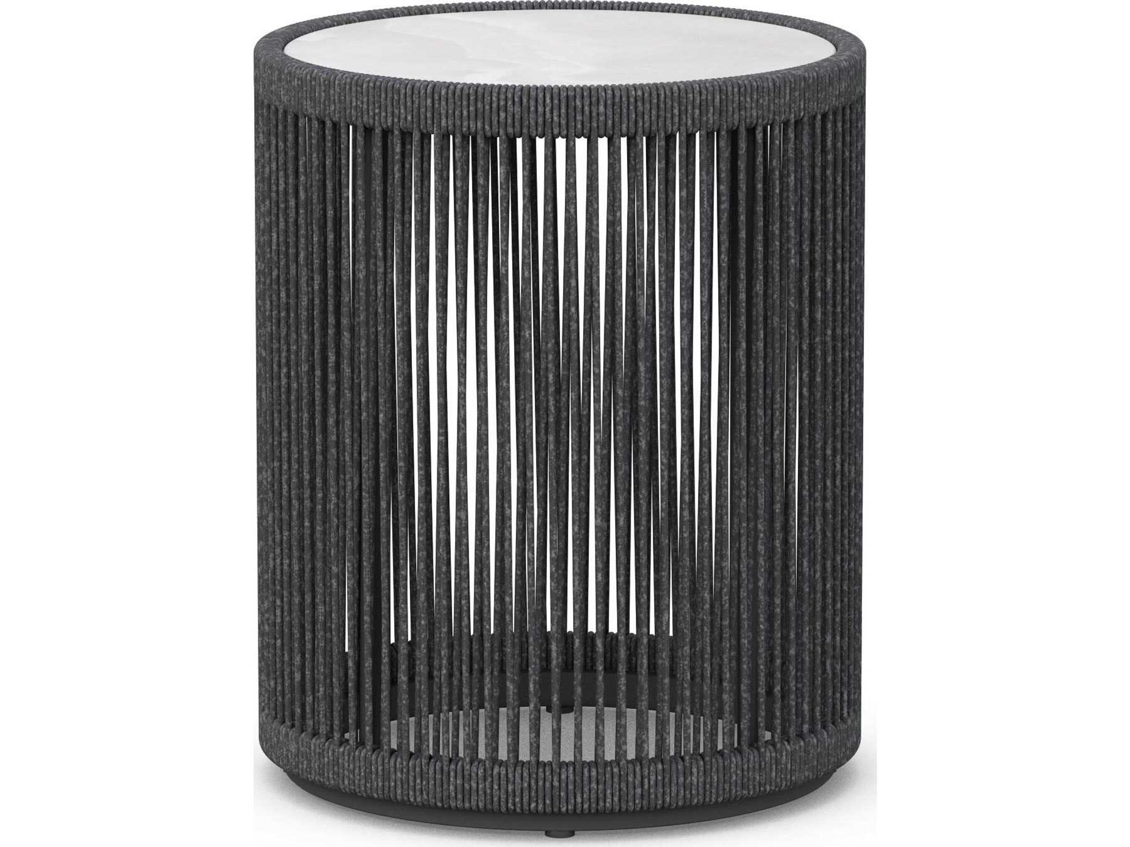Azzurro Living Malta Pebble All-weather Textelene Rope Round End Table