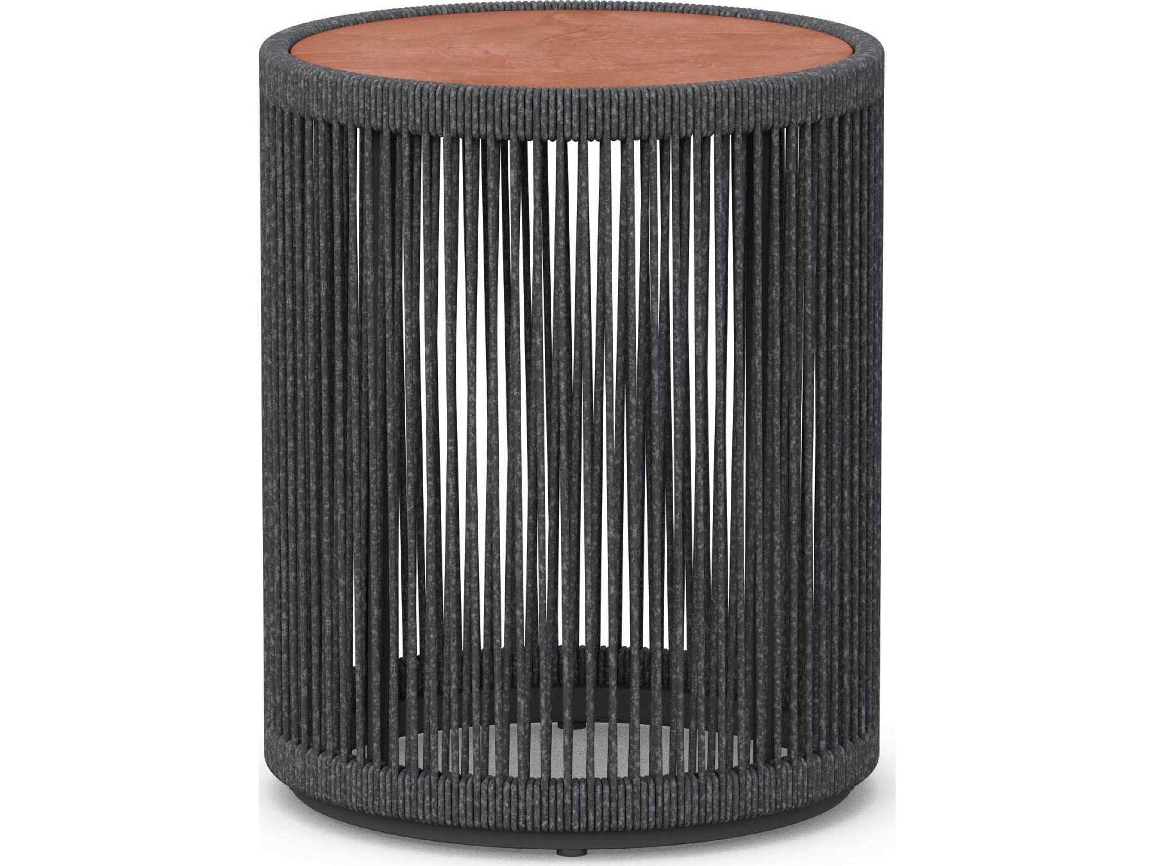 Azzurro Living Malta Pebble All-weather Textelene Rope Round End Table