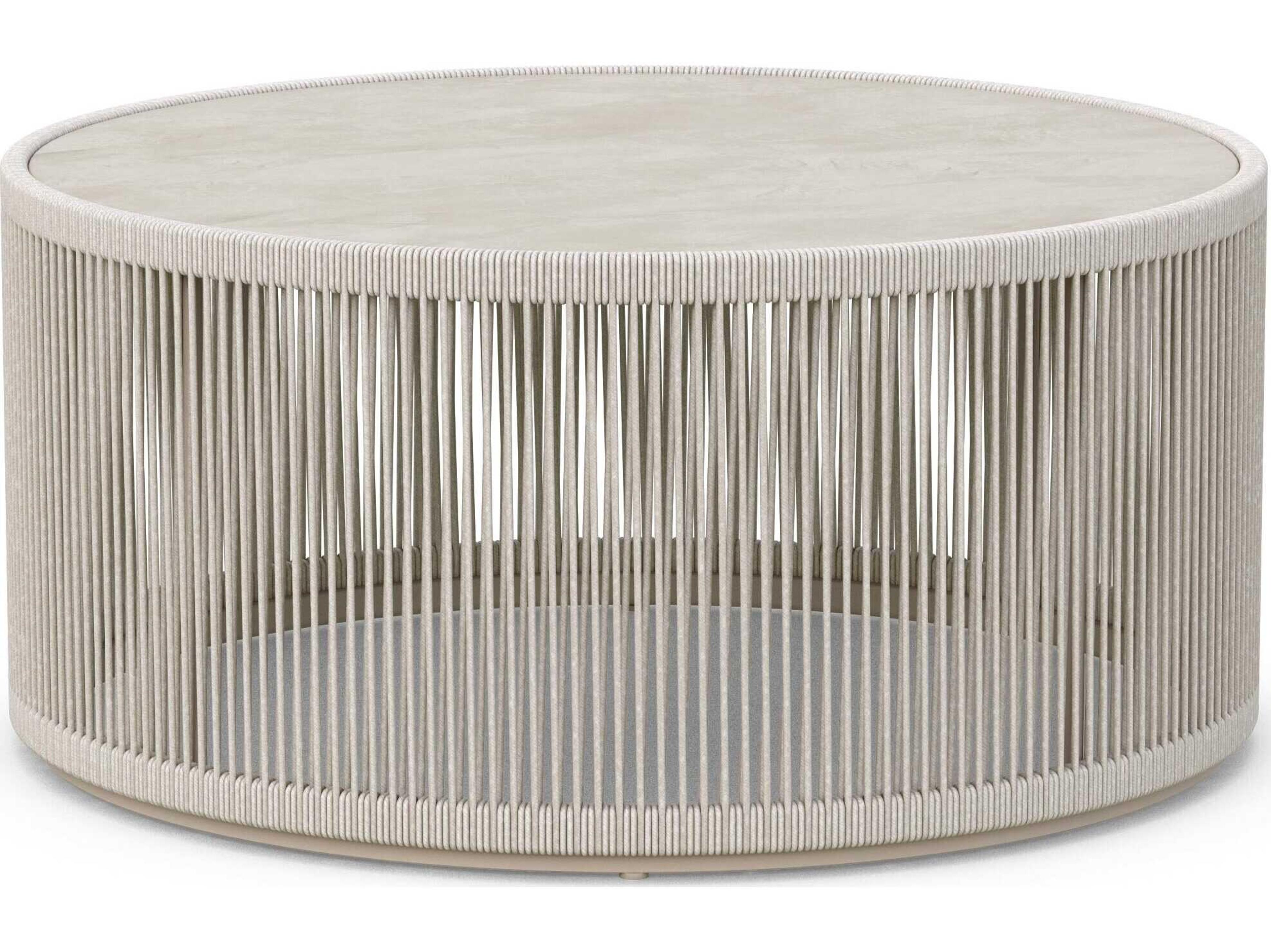 Azzurro Living Malta Birch All-weathertextelene Rope Round Coffee Table