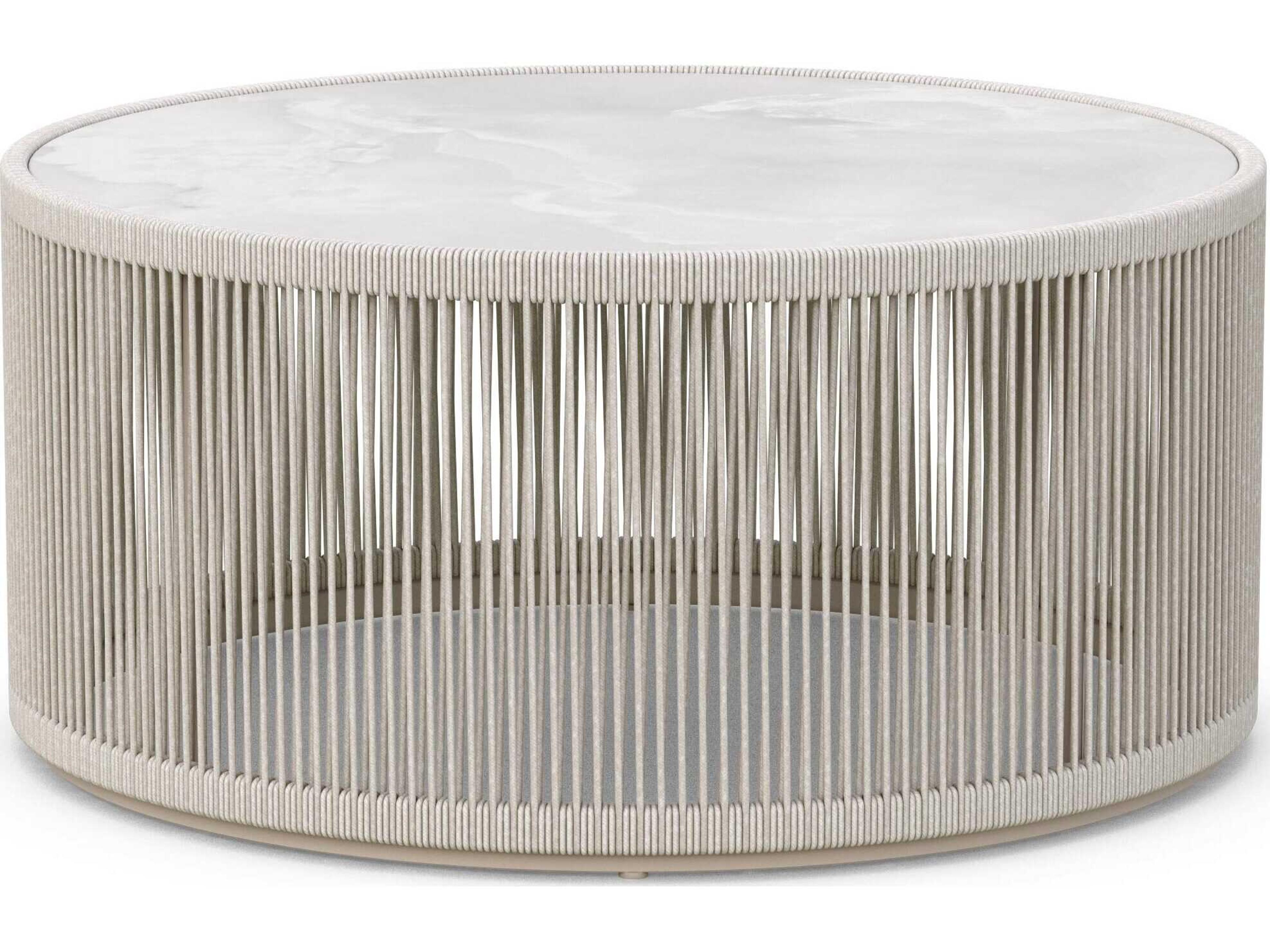 Azzurro Living Malta Birch All-weathertextelene Rope Round Coffee Table
