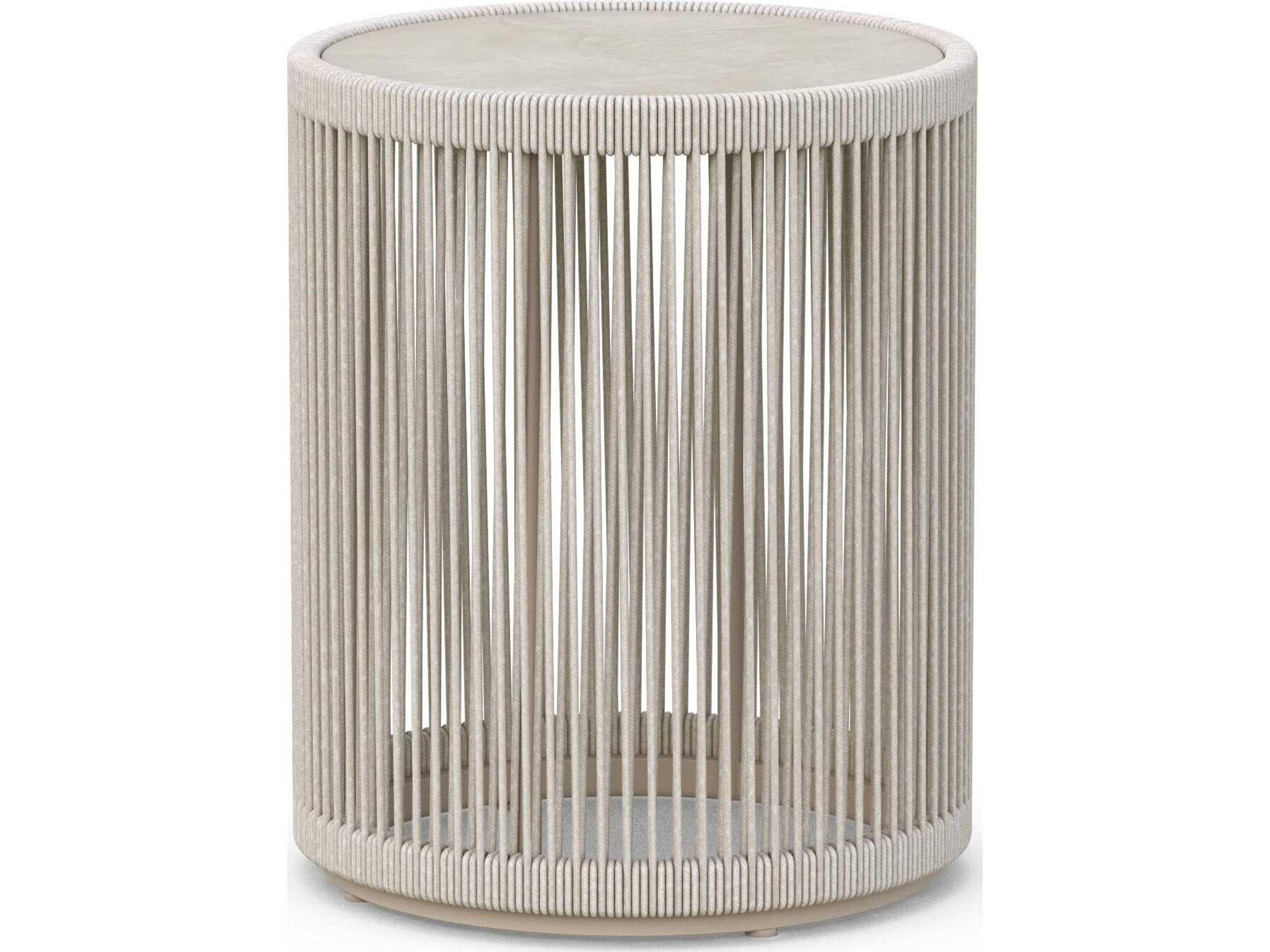 Azzurro Living Malta Birch All-weathertextelene Rope Round End Table
