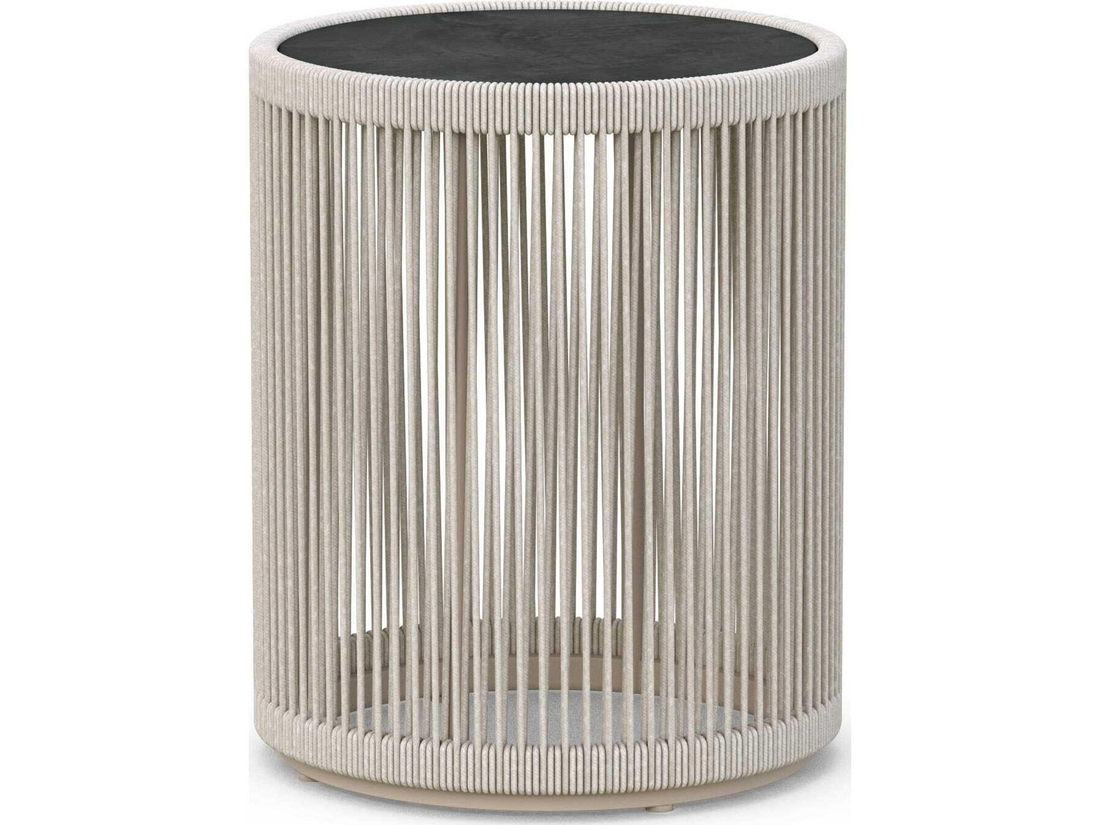 Azzurro Living Malta Birch All-weathertextelene Rope Round End Table