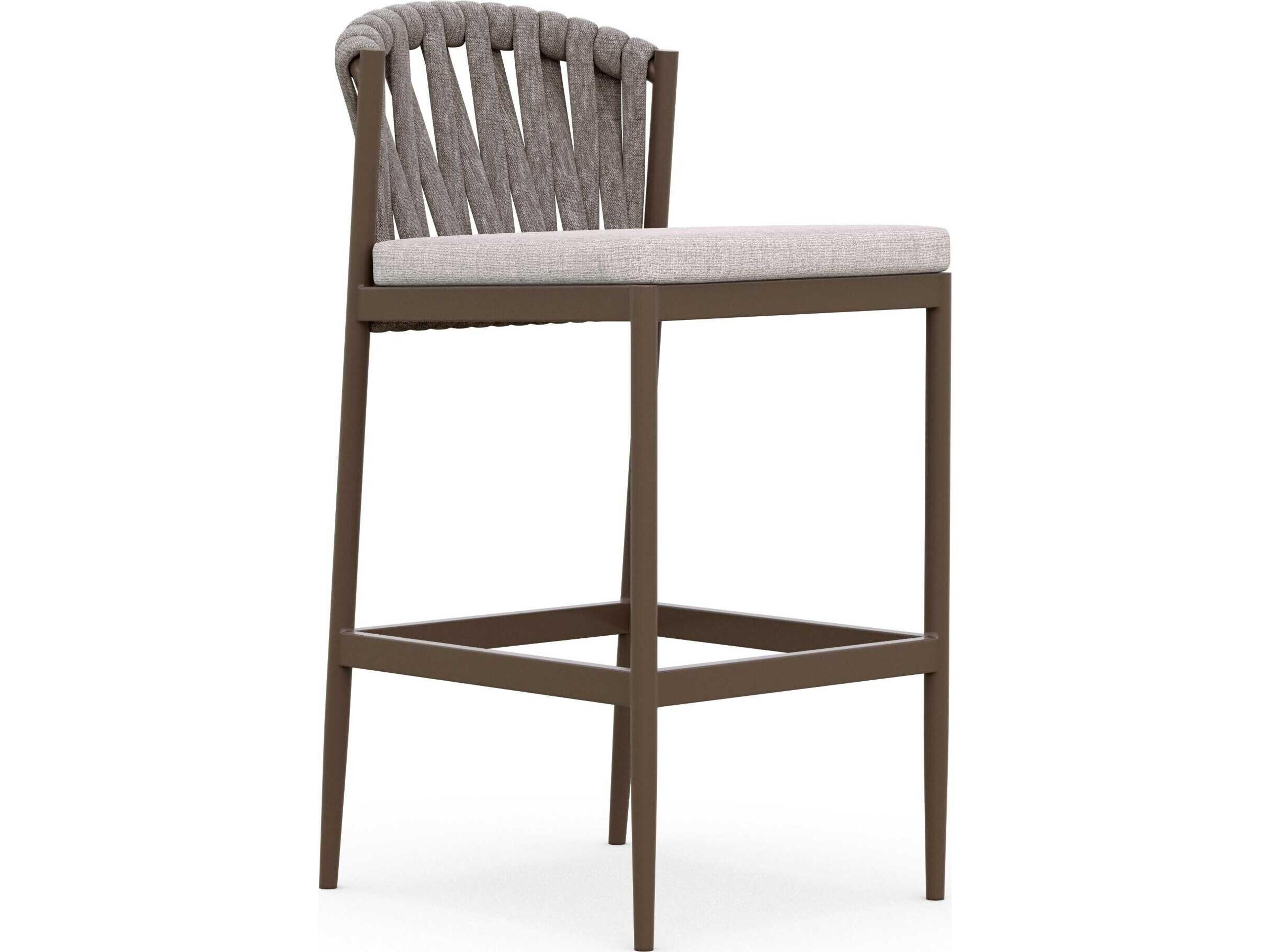 Azzurro Living Maui Matte Bronze Aluminum Rope Cushion Bar Stool
