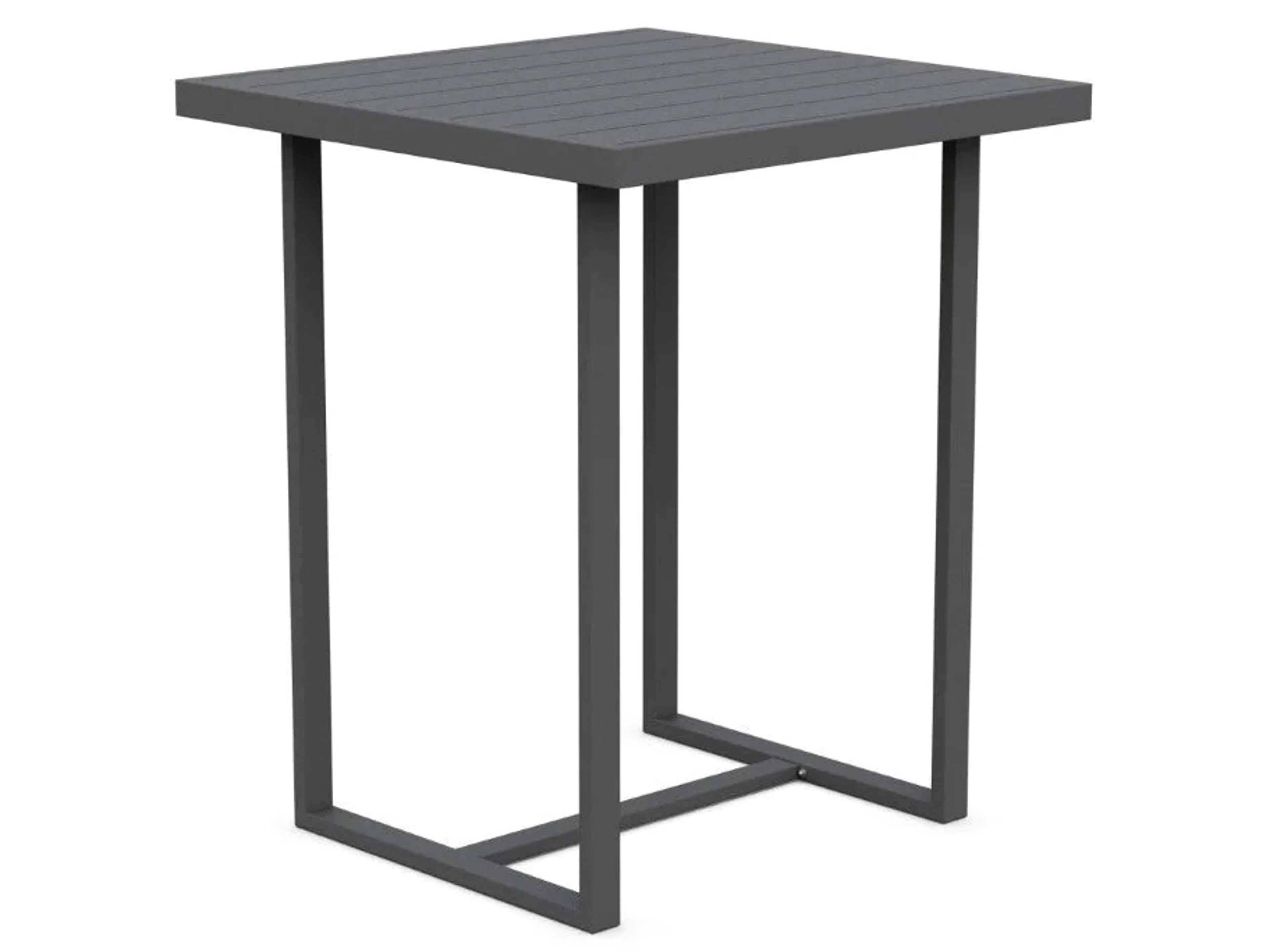 Azzurro Living Pavia Matte Charcoal Aluminum Square Patio Bar Table