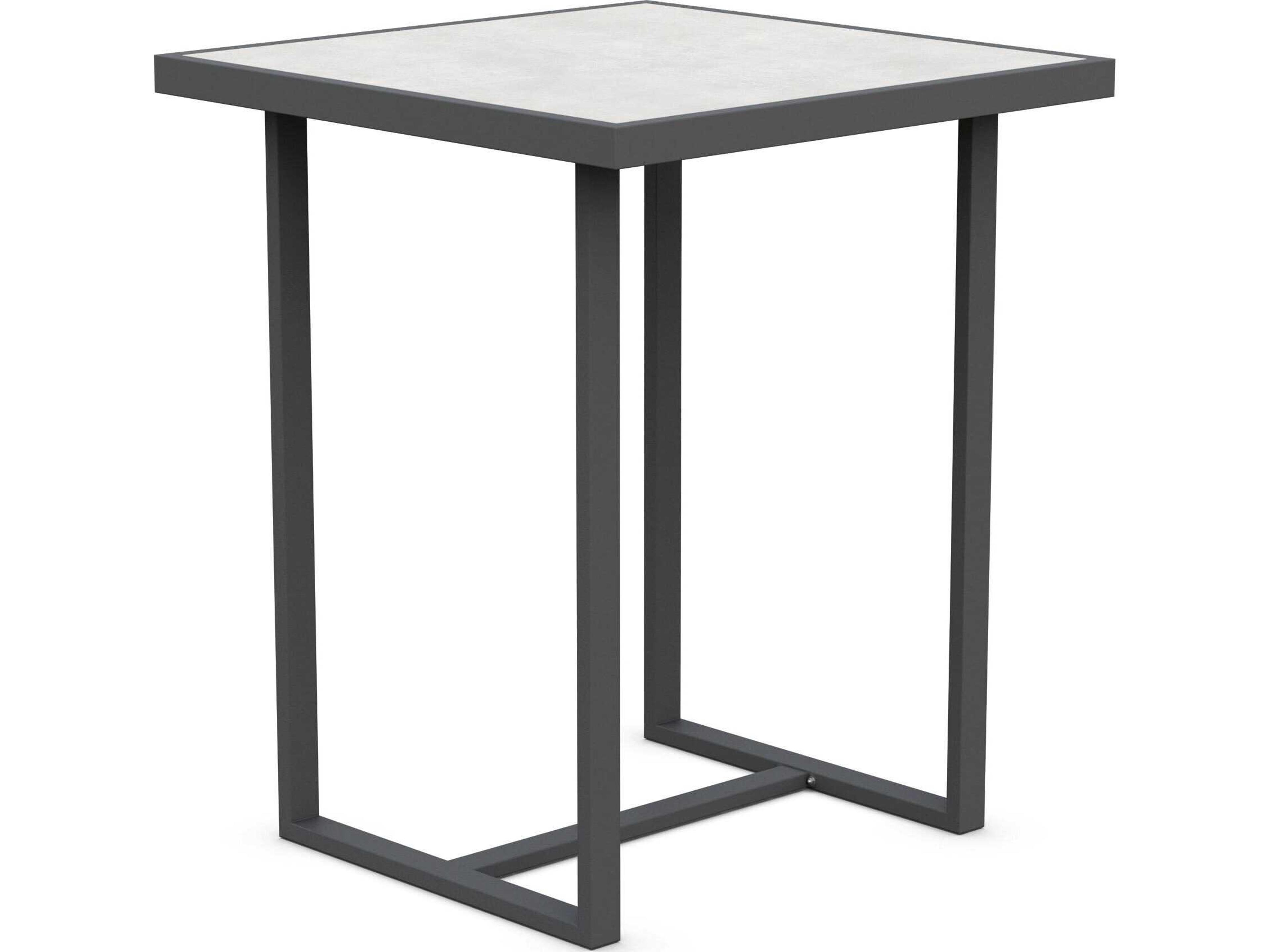 Pavia Matte Charcoal Aluminum Square Bar Table