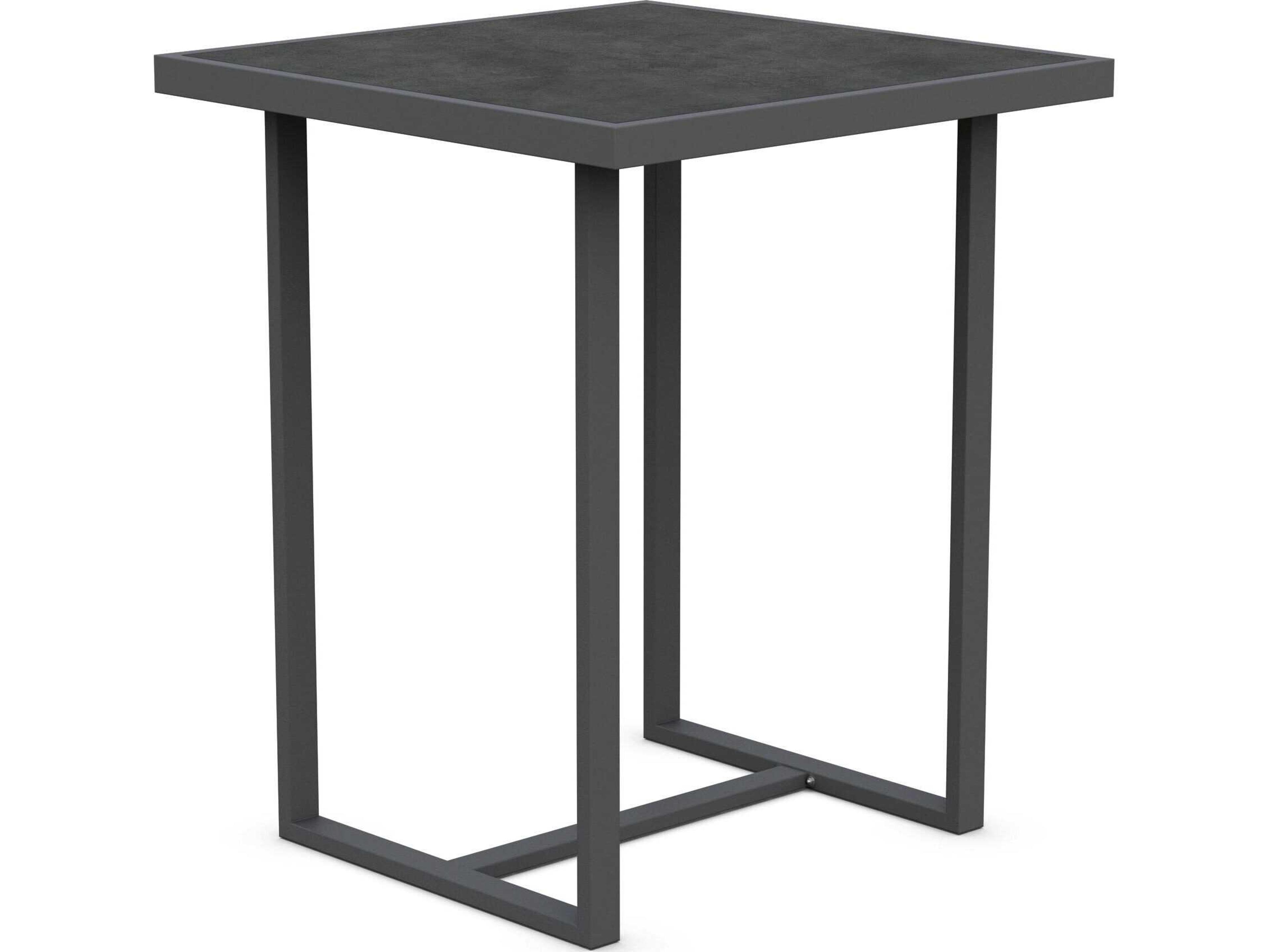 Pavia Matte Charcoal Aluminum Square Bar Table