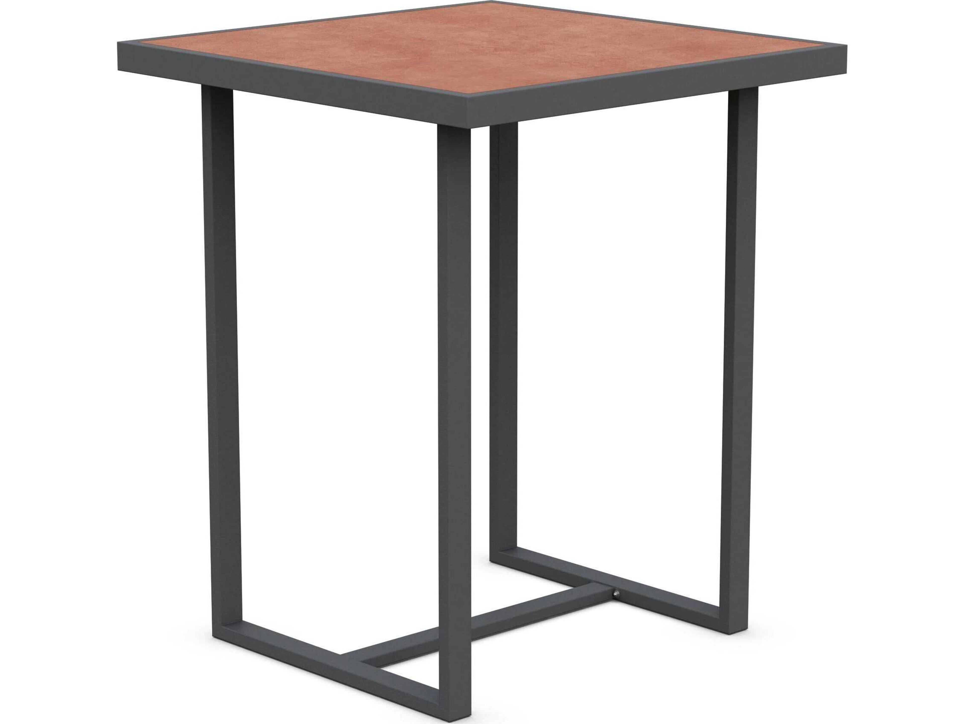 Pavia Matte Charcoal Aluminum Square Bar Table