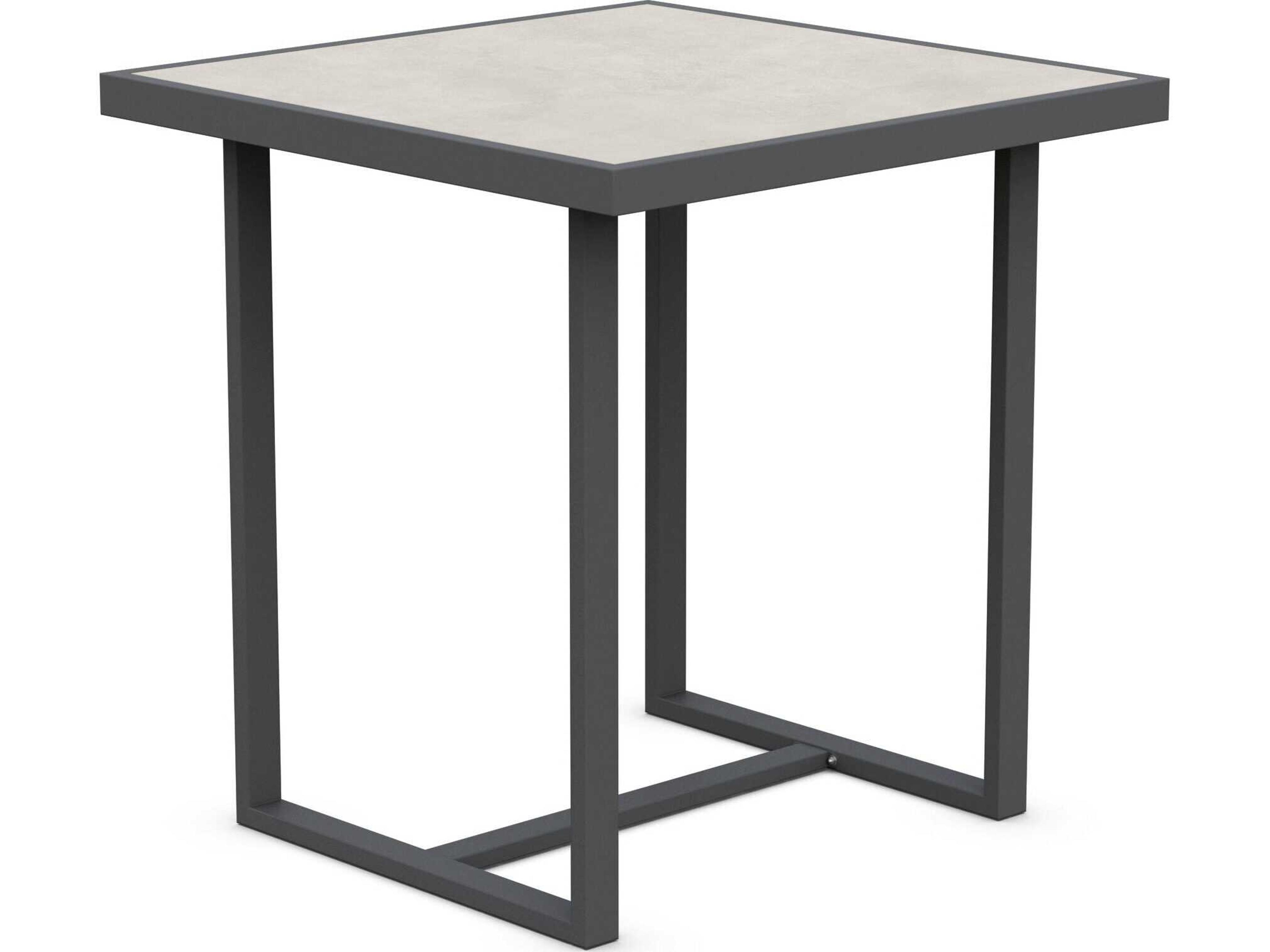 Azzurro Living Pavia Matte Charcoal Aluminum Square Counter Table