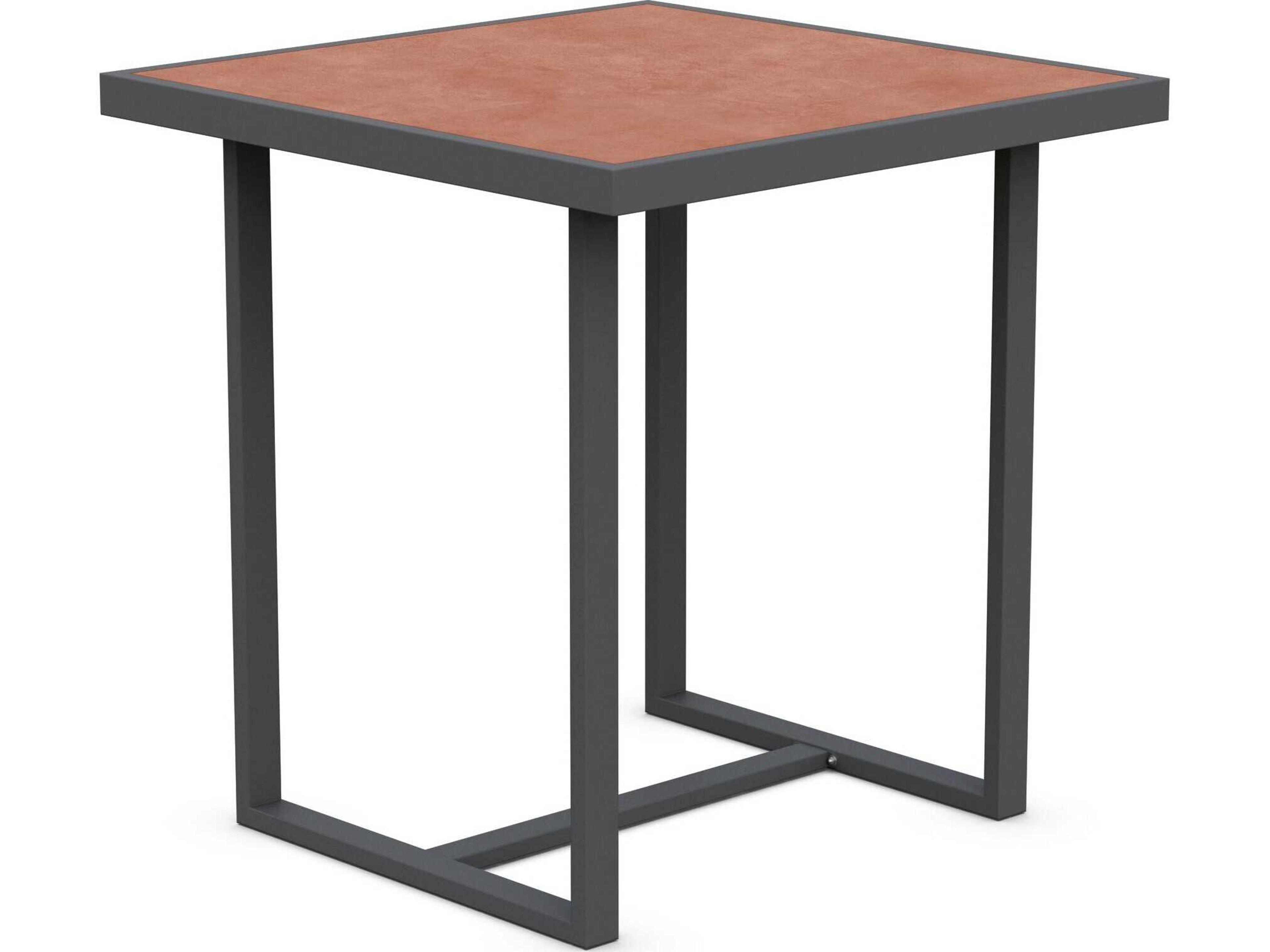 Azzurro Living Pavia Matte Charcoal Aluminum Square Counter Table