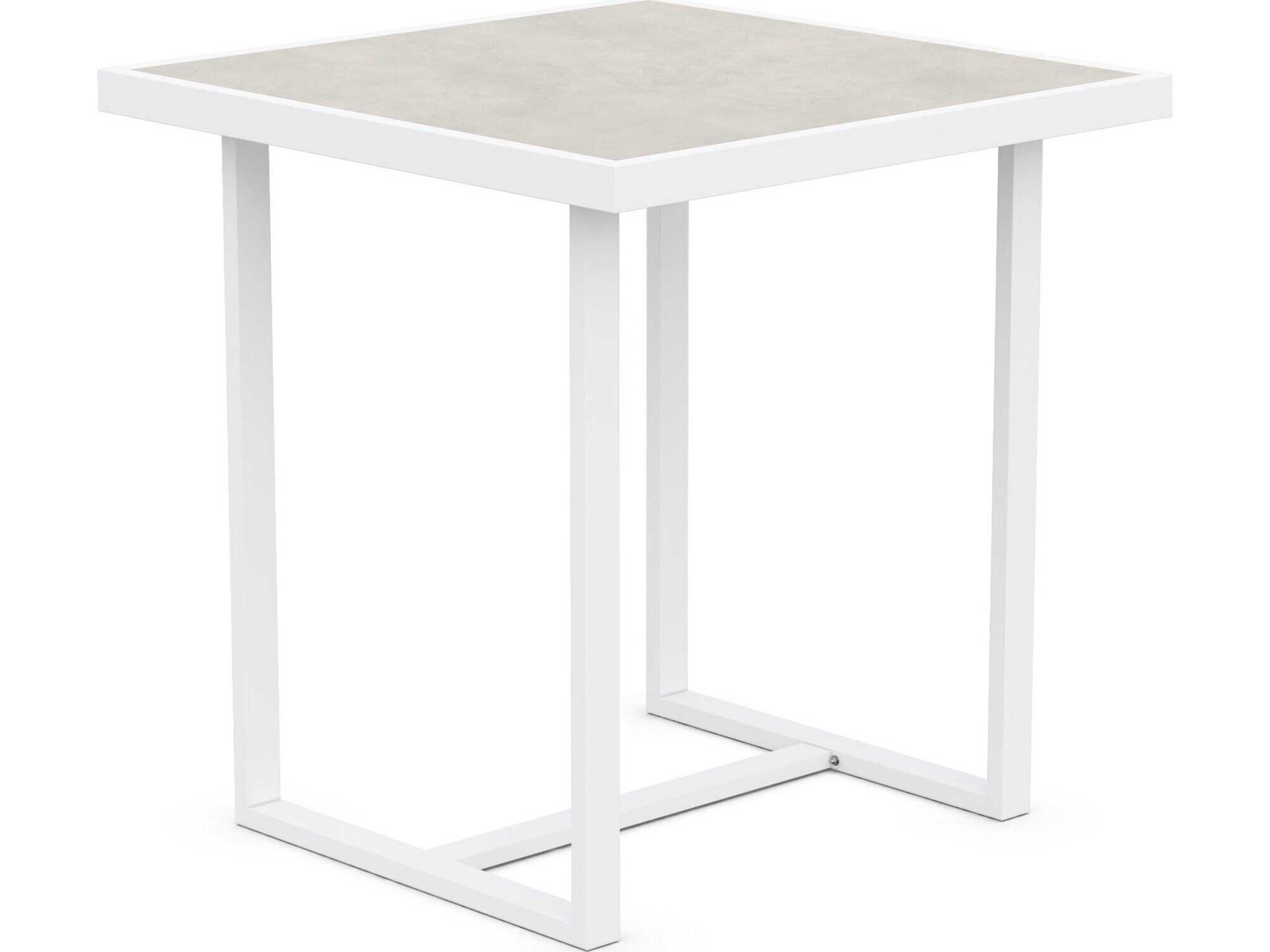 Azzurro Living Pavia Matte White Aluminum Square Counter Table