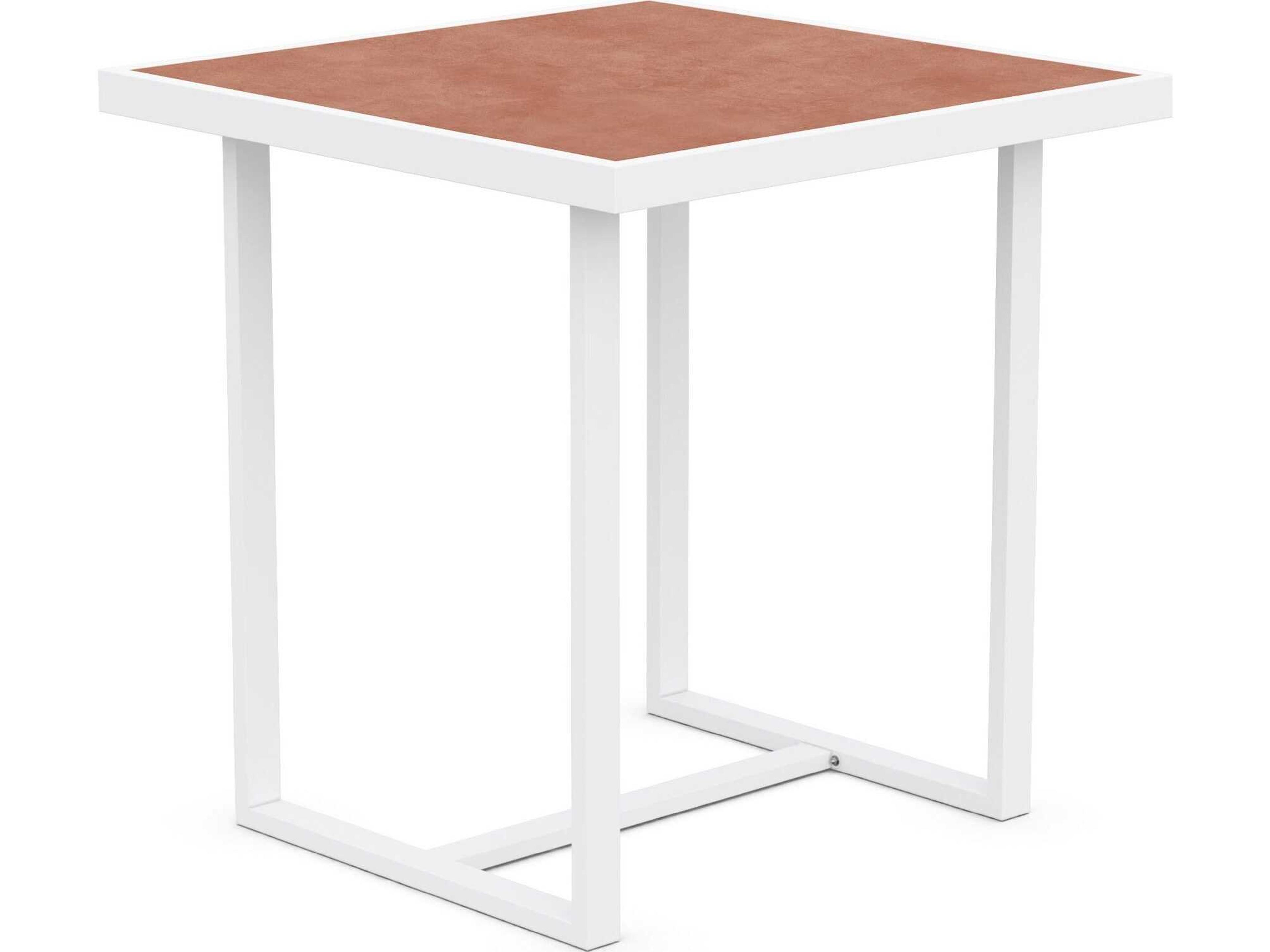 Azzurro Living Pavia Matte White Aluminum Square Counter Table