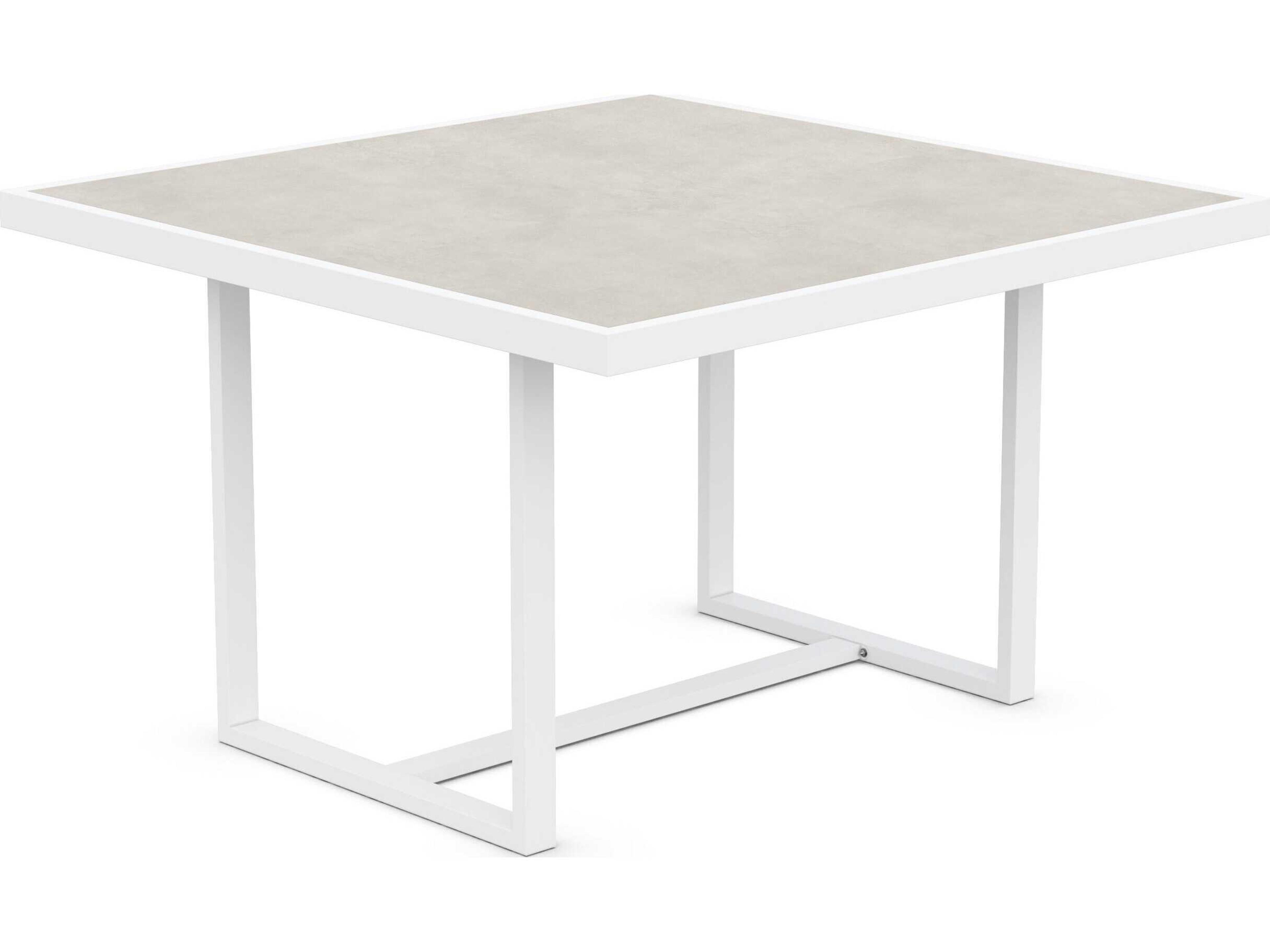 Pavia Matte White Aluminum Square Dining Table